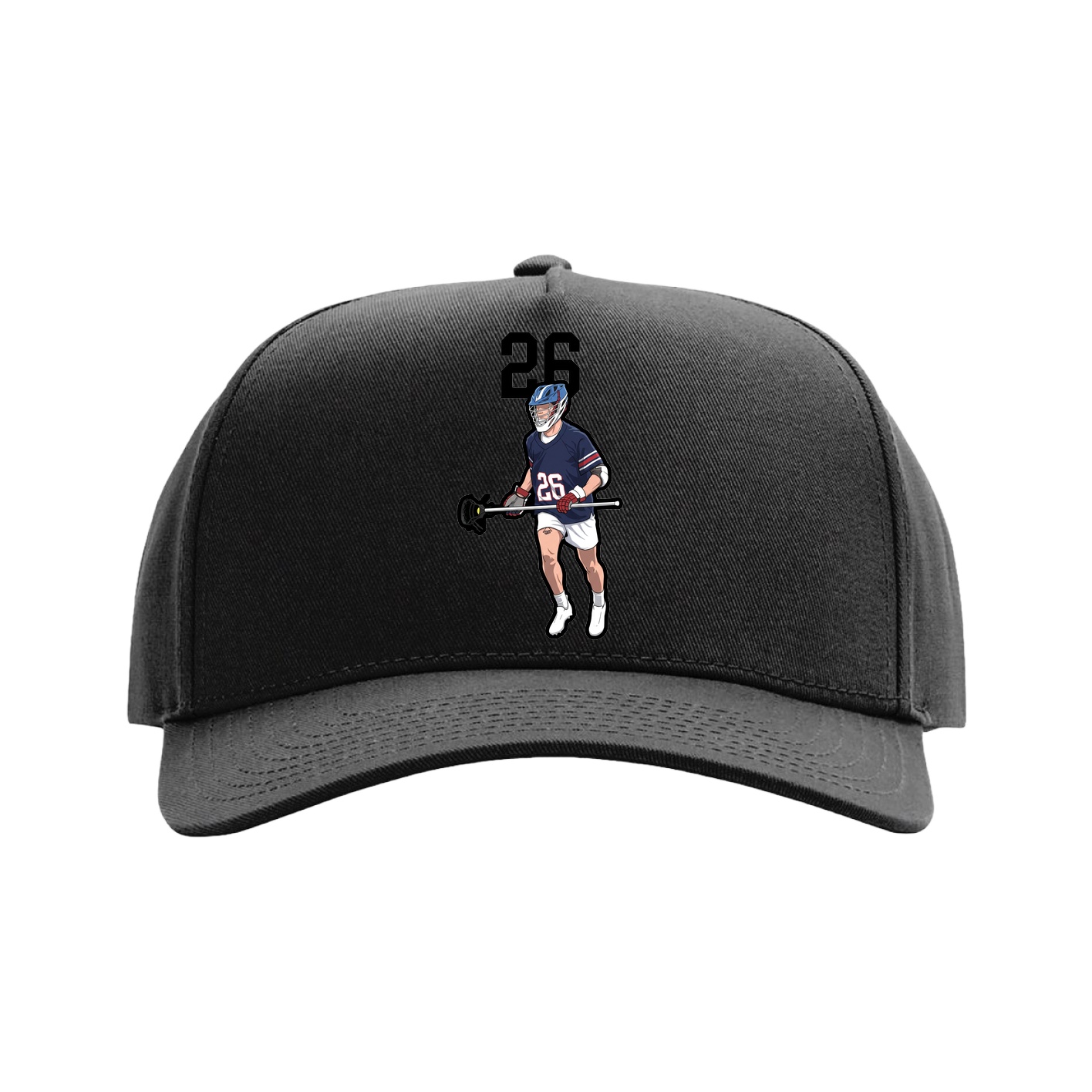 Full Fabric Five-Panel Champ Cap — Number Top in Black