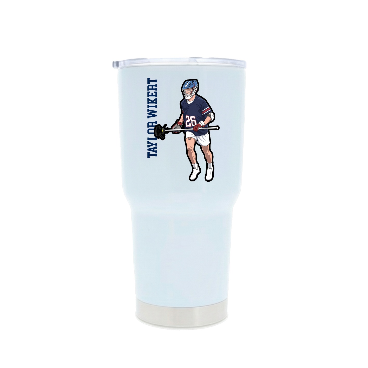 30oz Stainless Steel Tumbler — Name Vertical in White