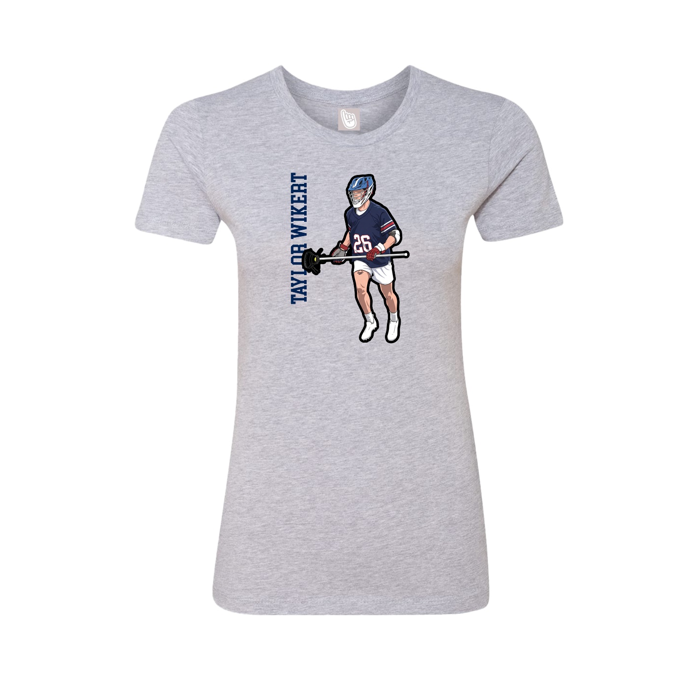 Fitted Women's Tee — Name Vertical in Grey
