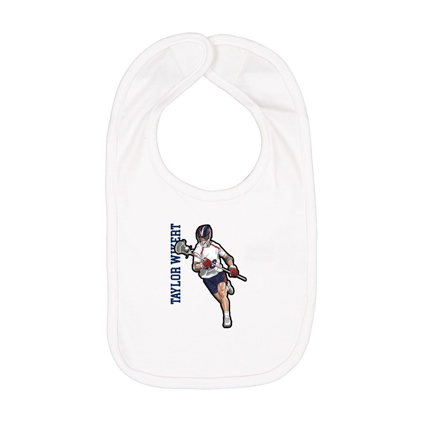 Infant Bib — Name Vertical in White