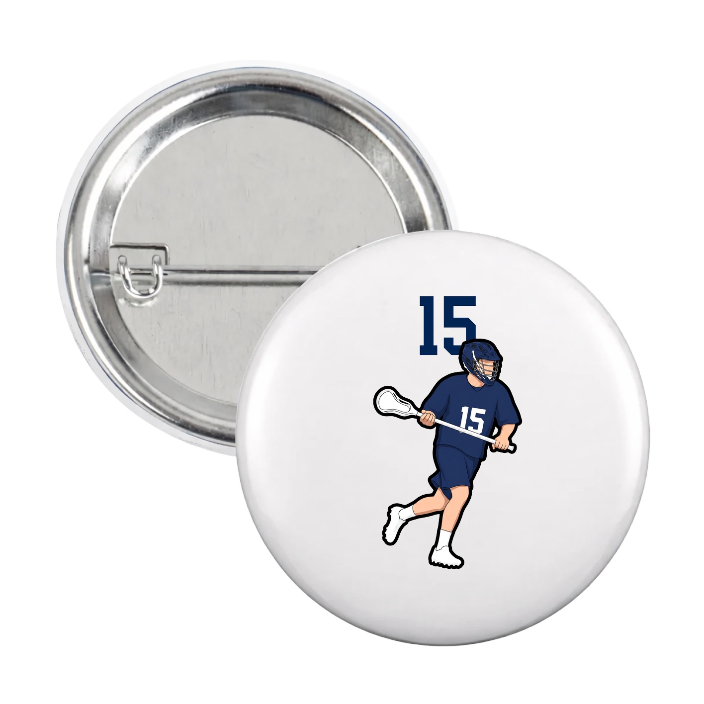 Game Day Button — Number Top in White