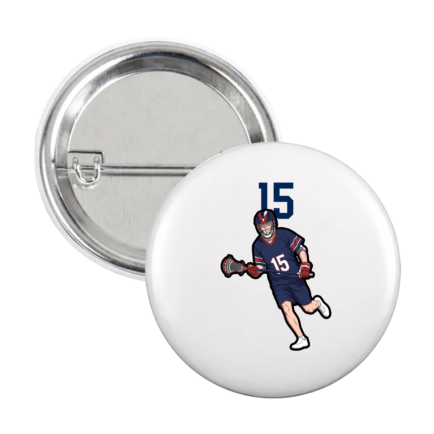 Game Day Button — Number Top in White