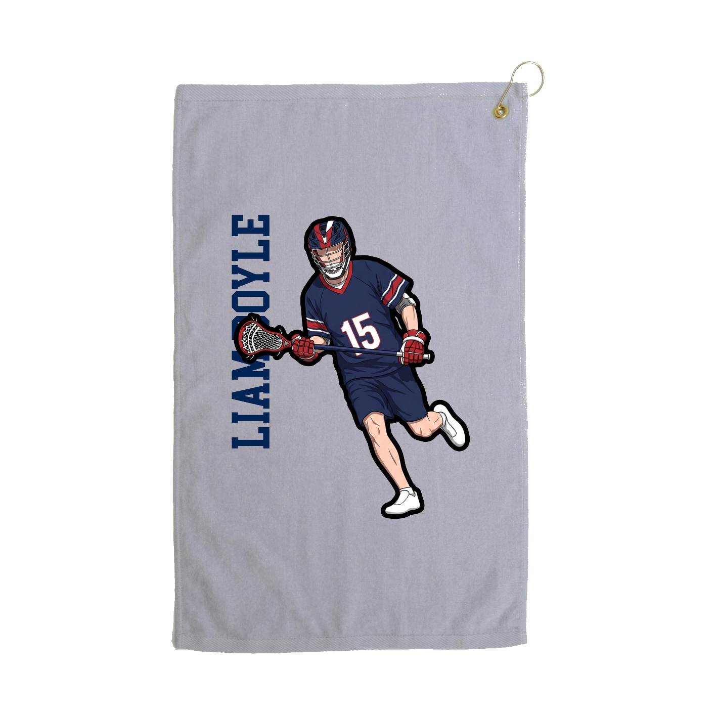 Golf Towel — Name Vertical in Grey