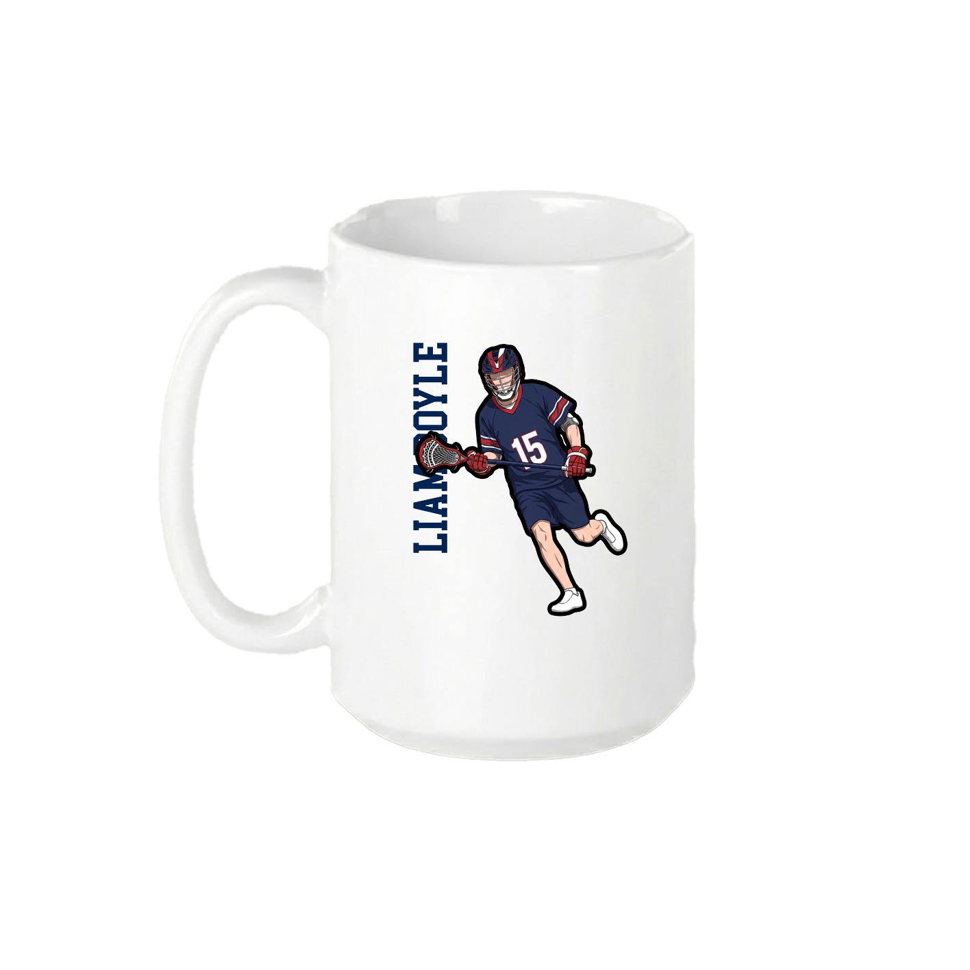15oz Coffee Mug — Name Vertical in White