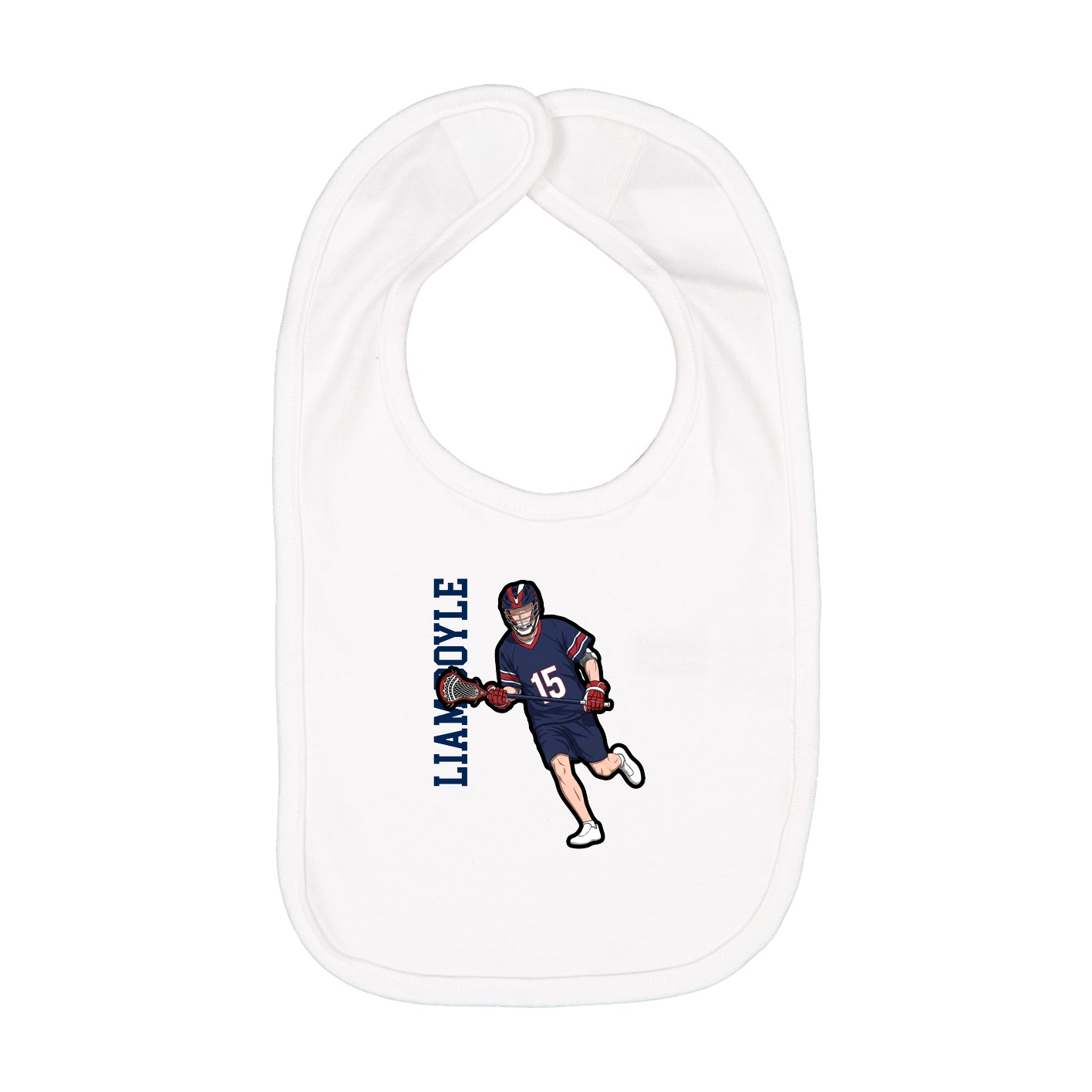 Infant Bib — Name Vertical in White