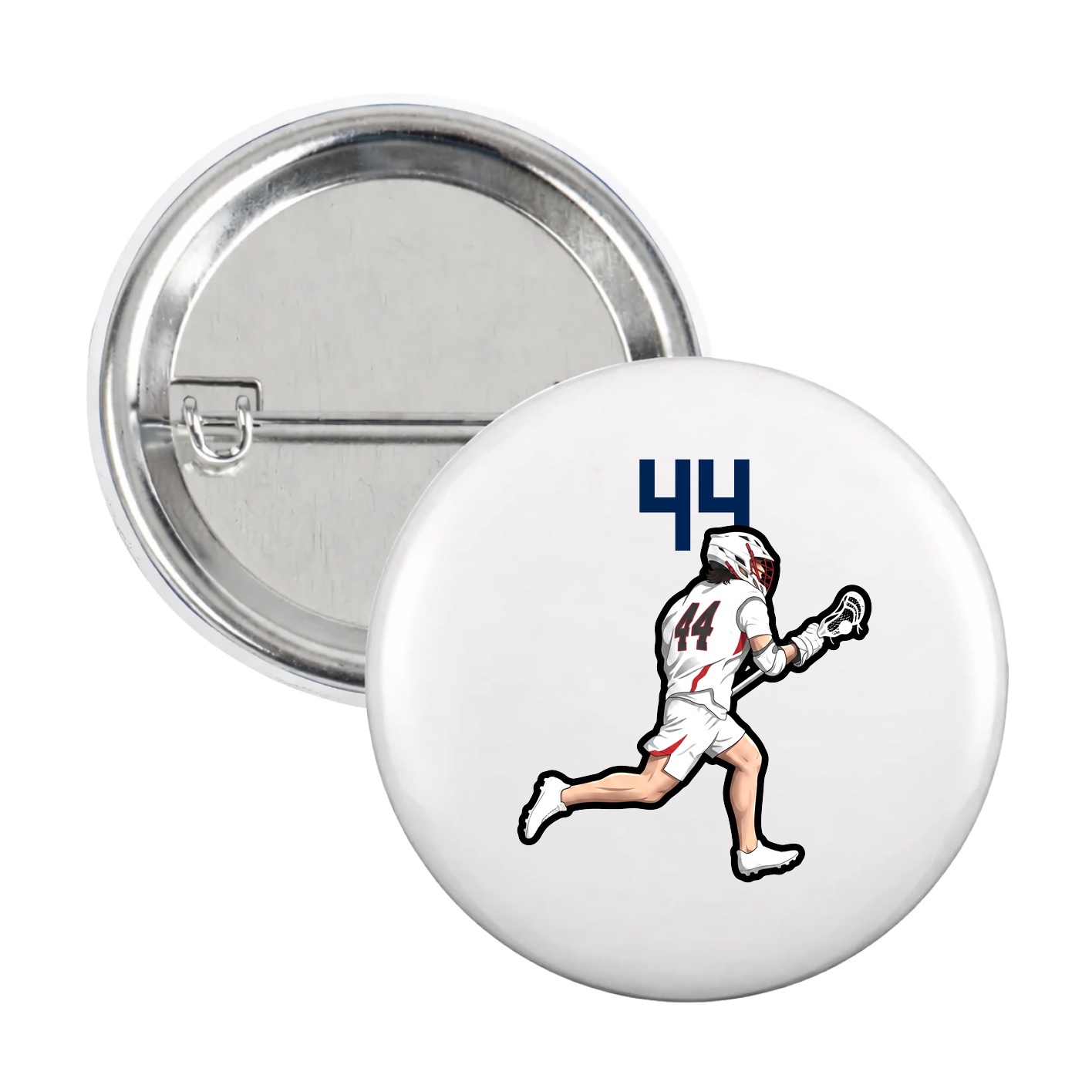 Game Day Button — Number Top in White