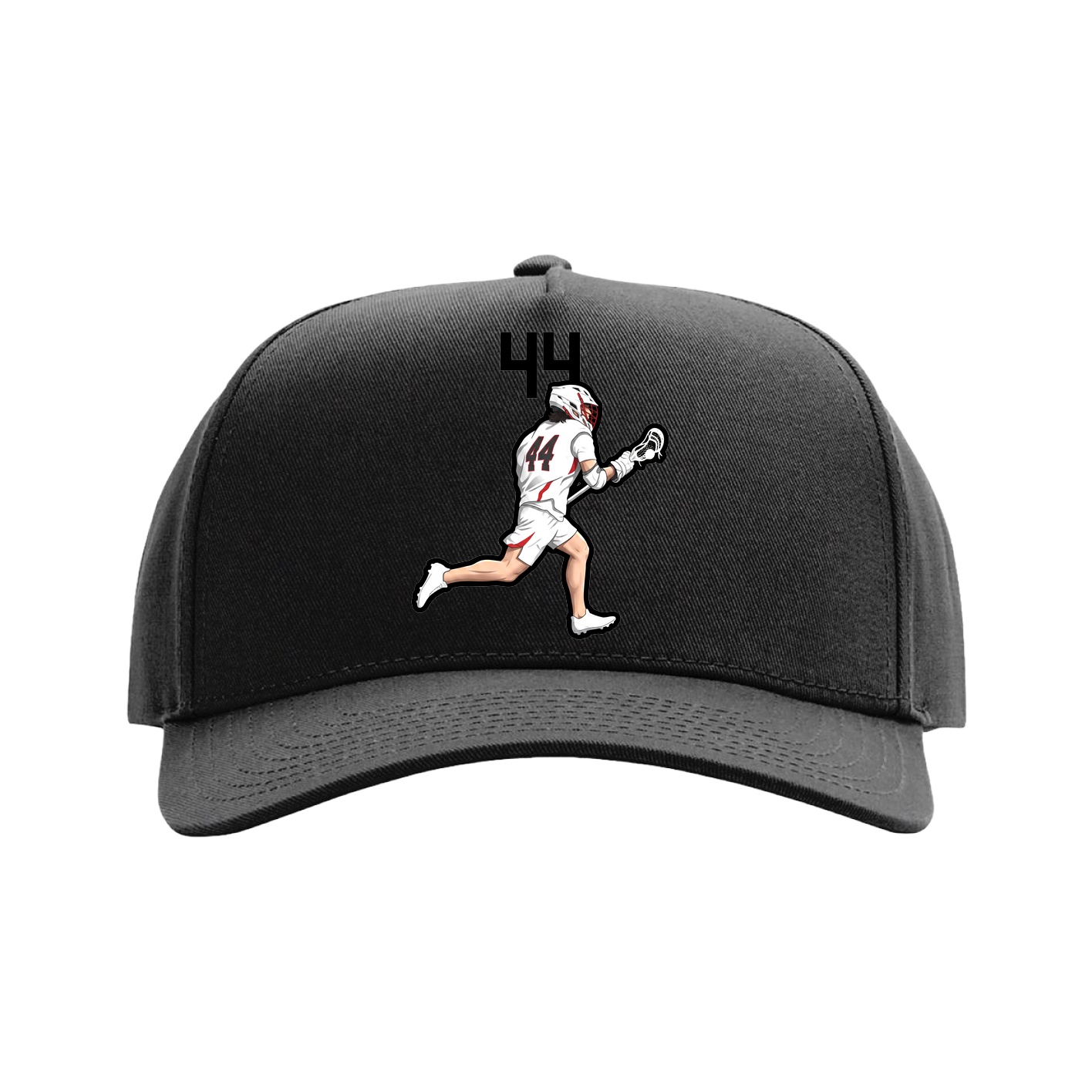 Full Fabric Five-Panel Champ Cap — Number Top in Black