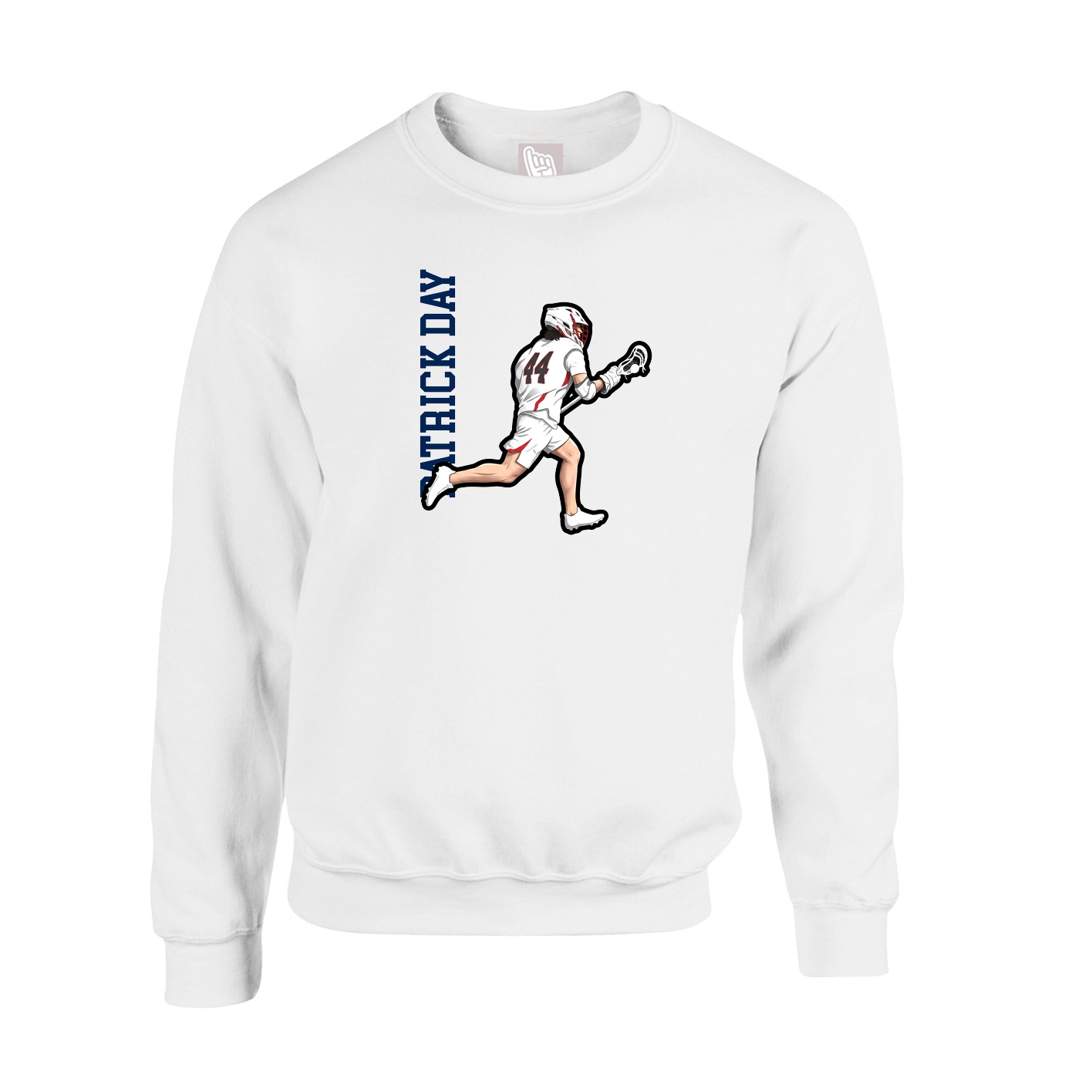 Fleece Crew — Name Vertical in White