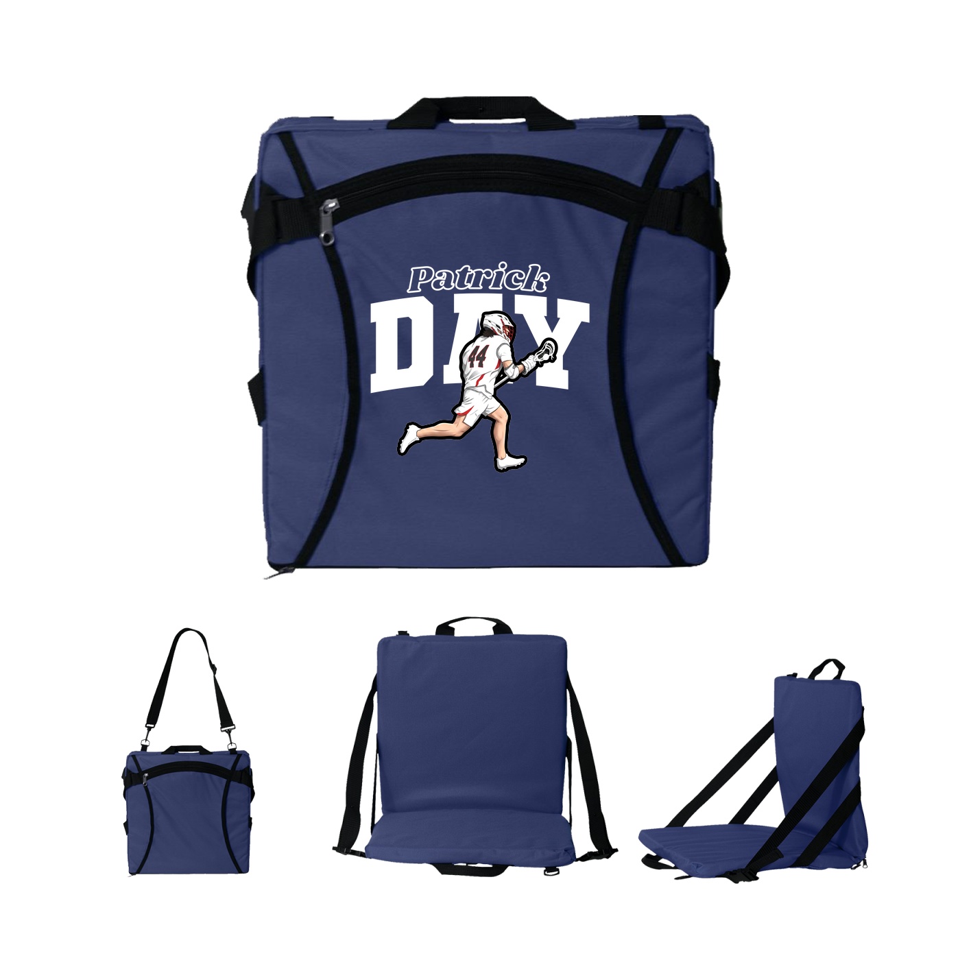 Folding Stadium Seat — Name Arch in Navy
