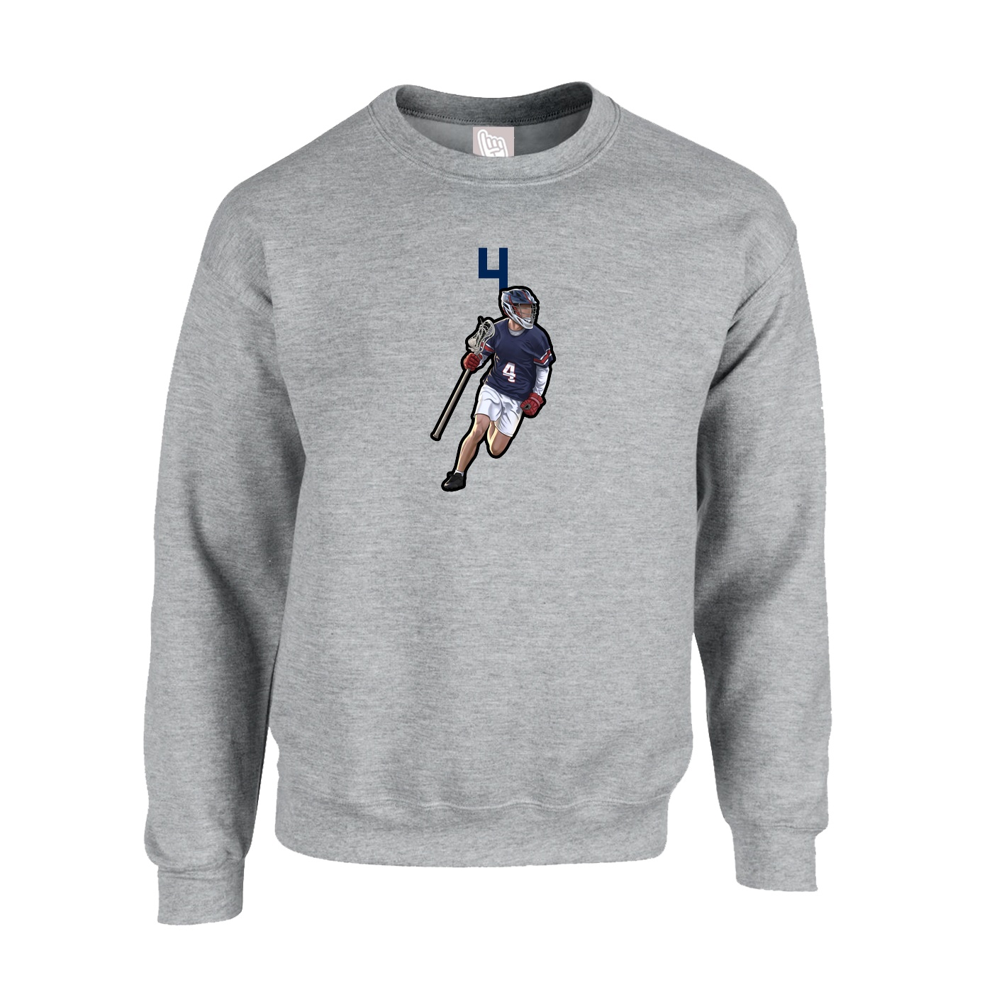 Fleece Crew — Number Top in Grey