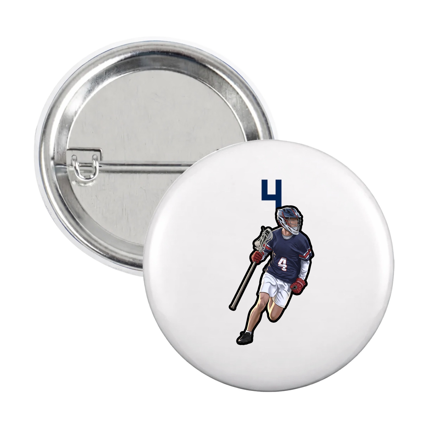 Game Day Button — Number Top in White