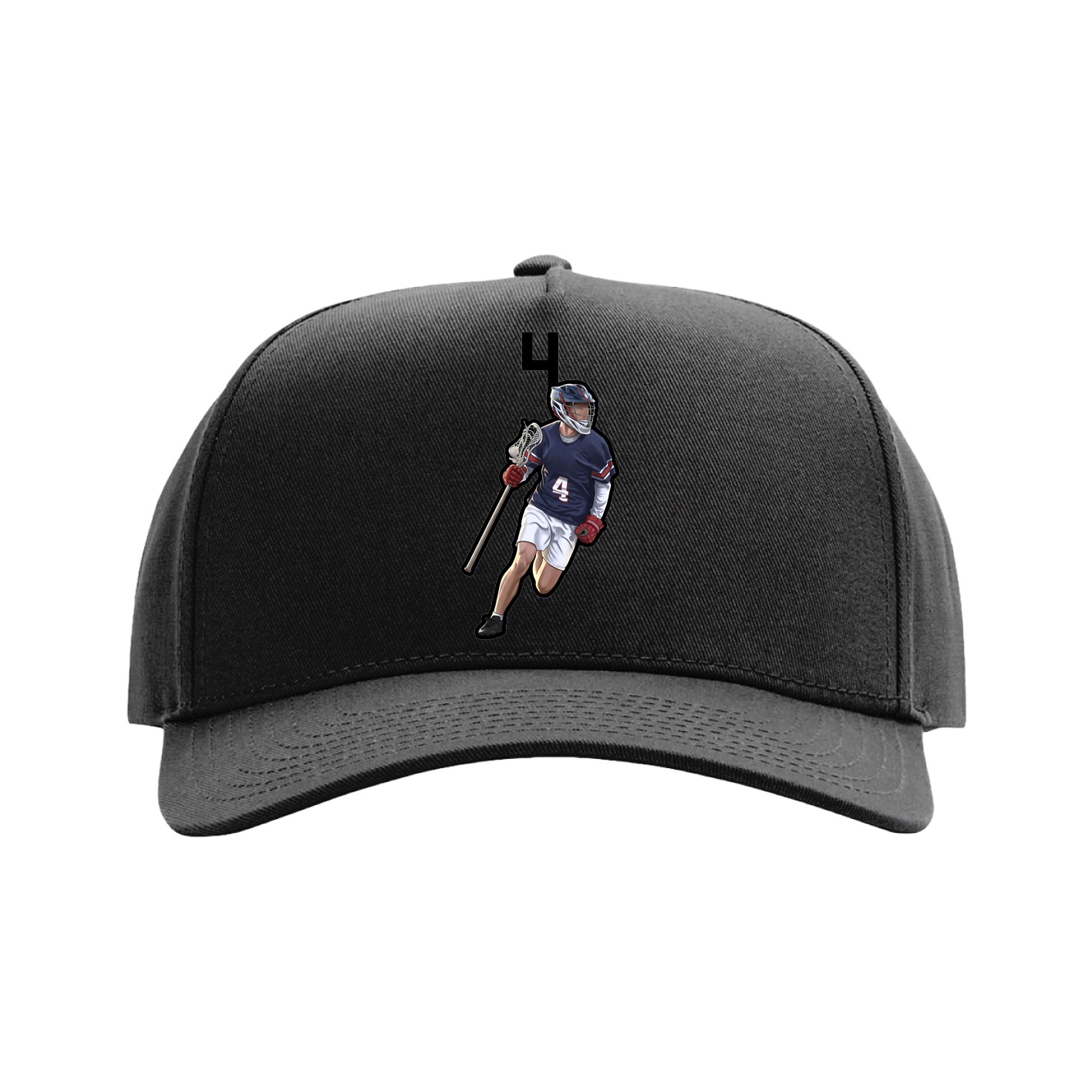 Full Fabric Five-Panel Champ Cap — Number Top in Black