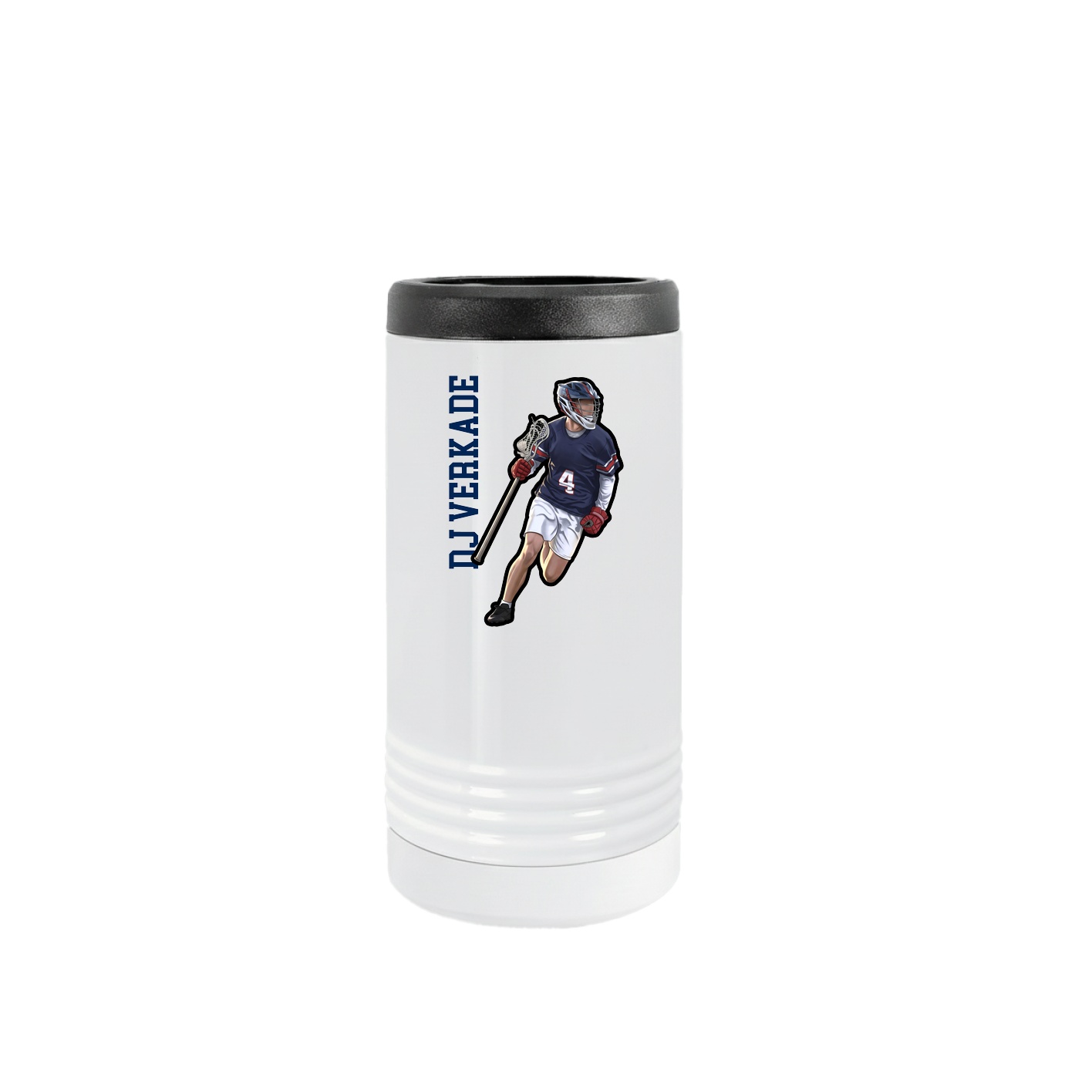 Slim Beverage Holder — Name Vertical in White