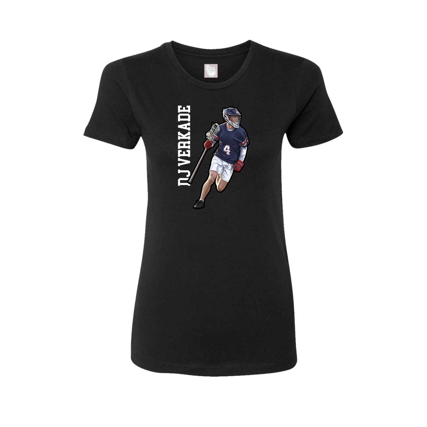 Fitted Women's Tee — Name Vertical in Black
