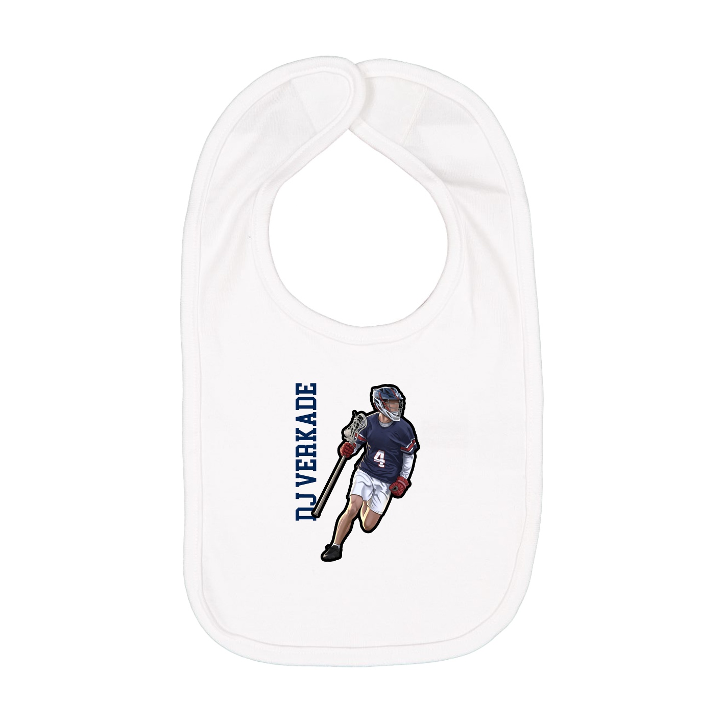 Infant Bib — Name Vertical in White