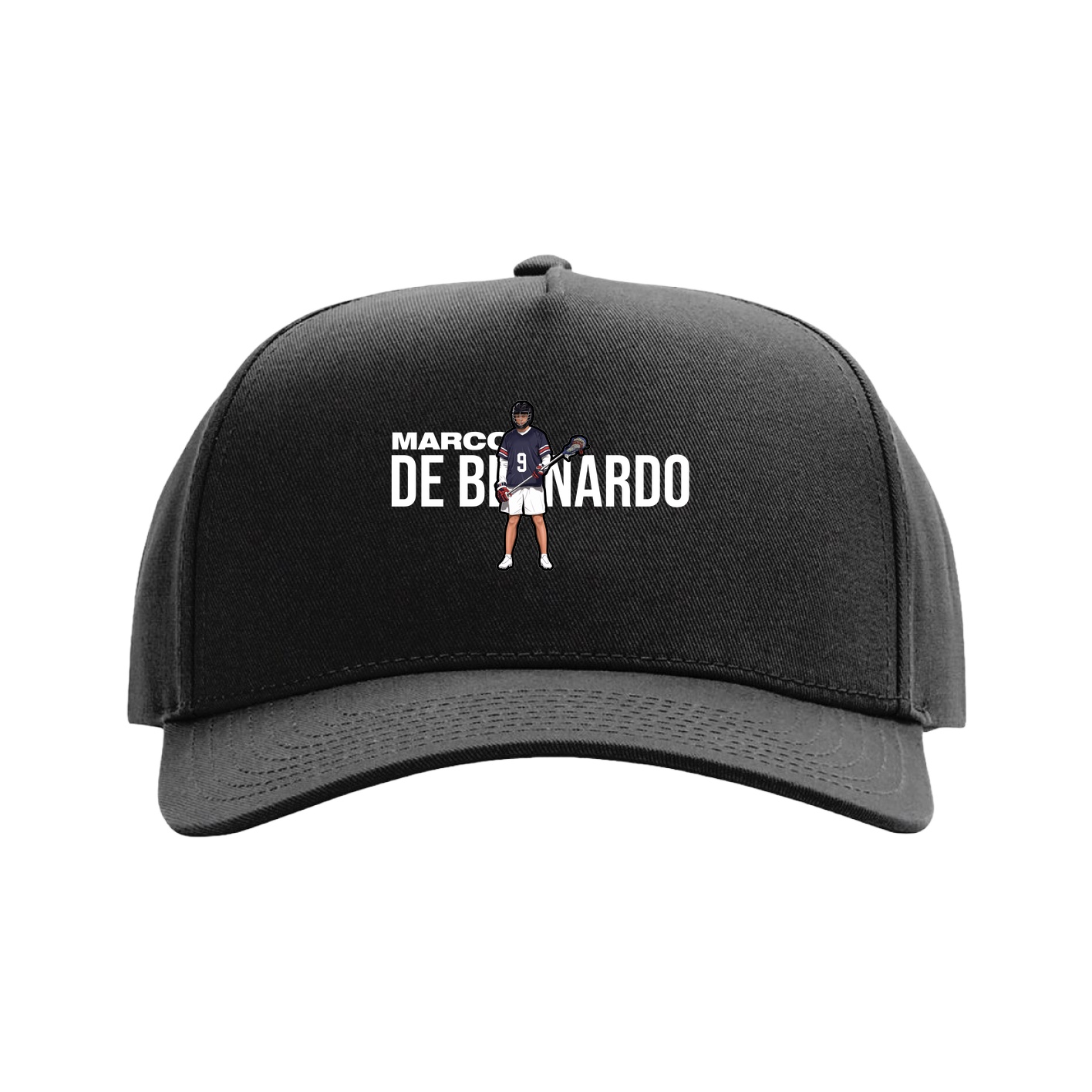 Full Fabric Five-Panel Champ Cap — Player Name in Black
