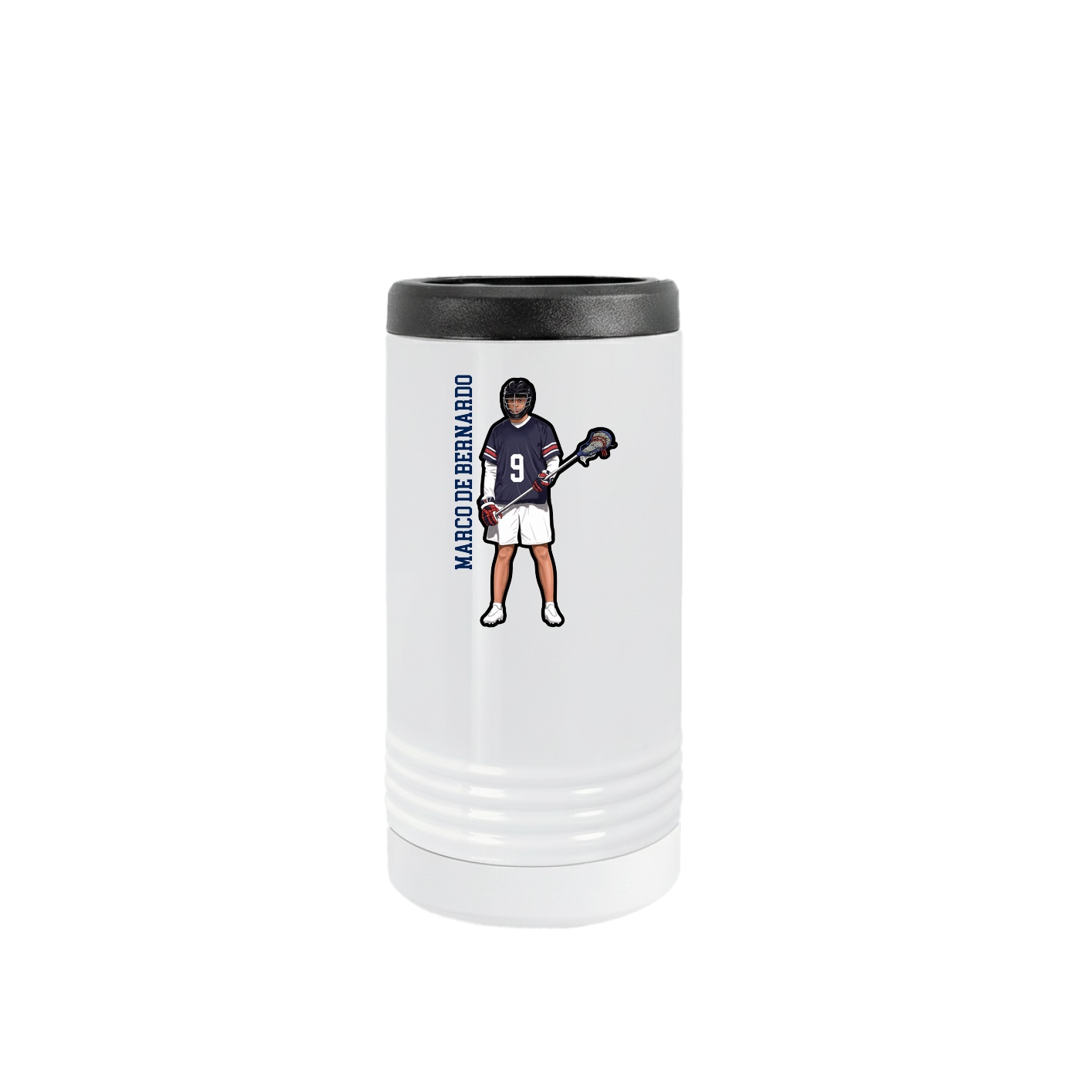 Slim Beverage Holder — Name Vertical in White