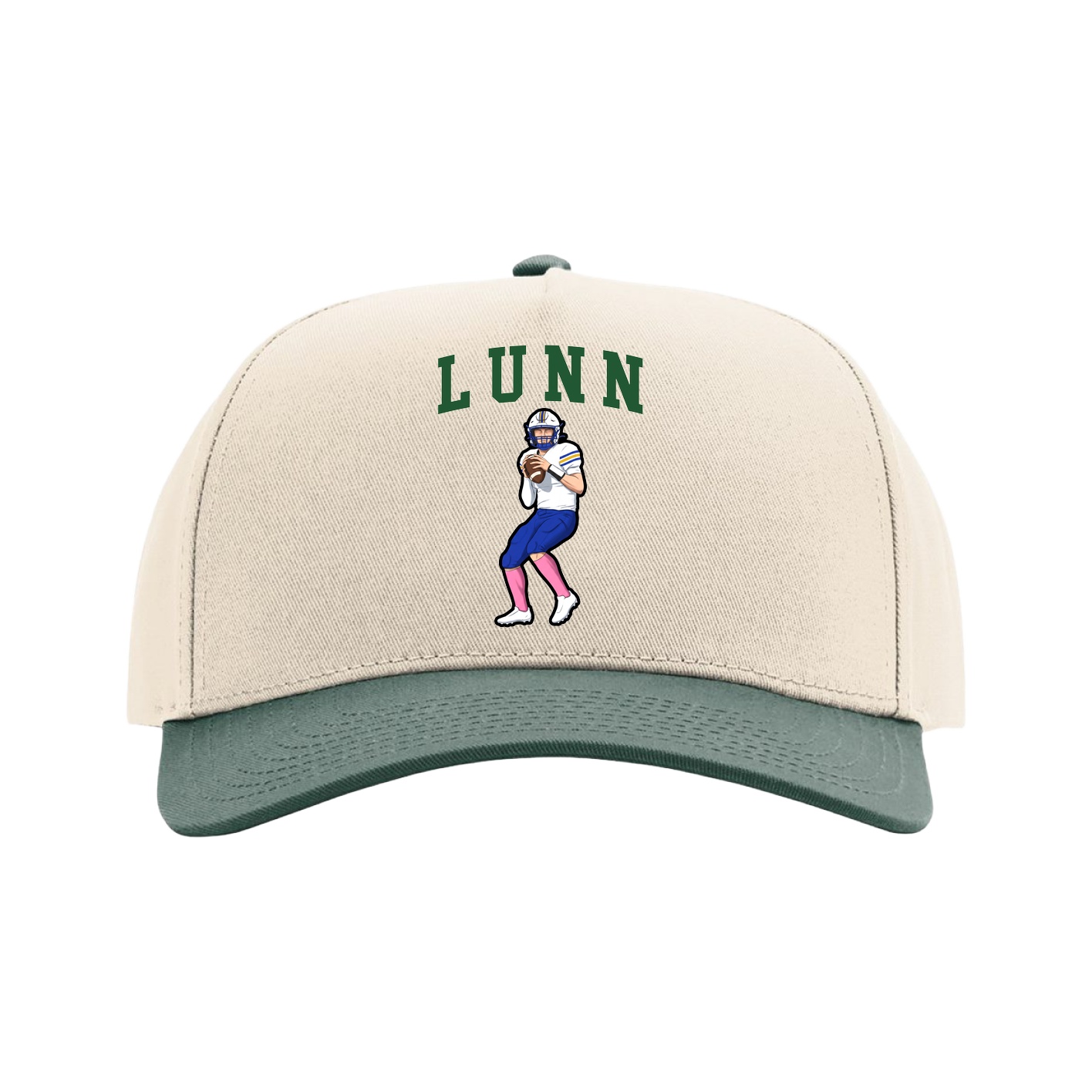 Full Fabric Five-Panel Champ Cap — Shirsey in Cream/Green