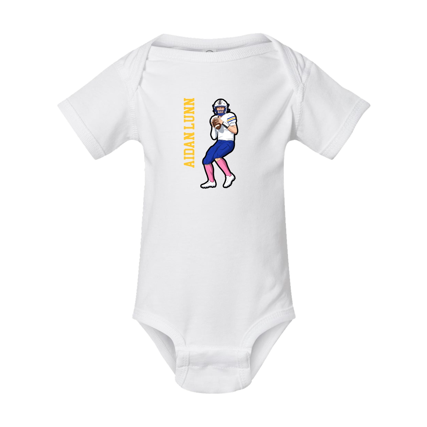 Baby Onesie — Name Vertical in White