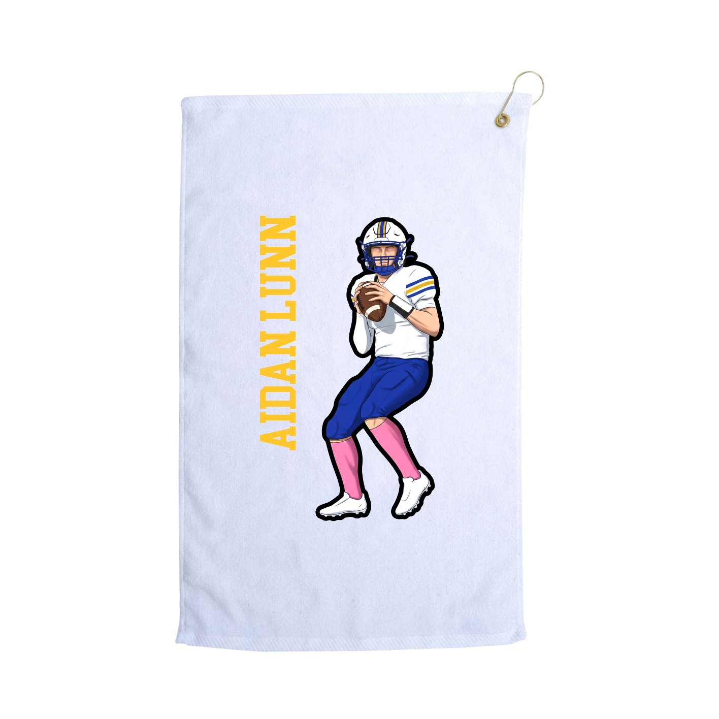 Golf Towel — Name Vertical in White