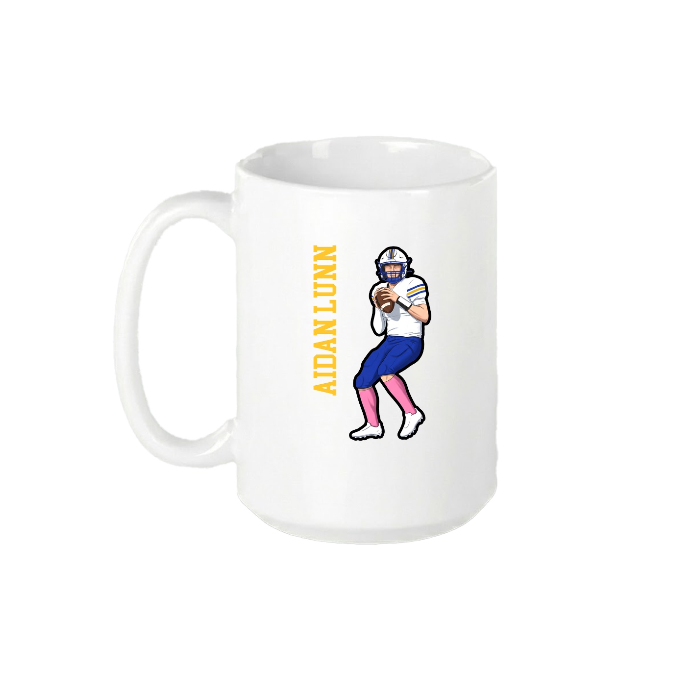 15oz Coffee Mug — Name Vertical in White