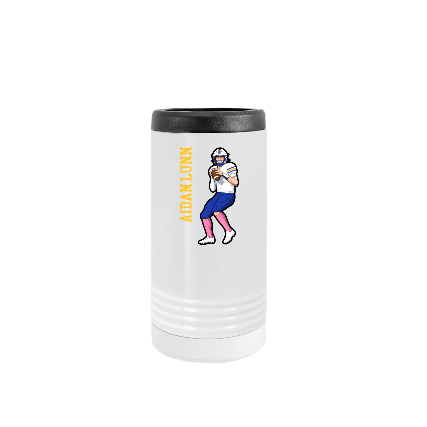 Slim Beverage Holder — Name Vertical in White