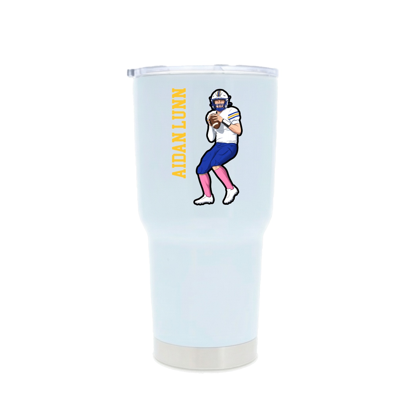 30oz Stainless Steel Tumbler — Name Vertical in White