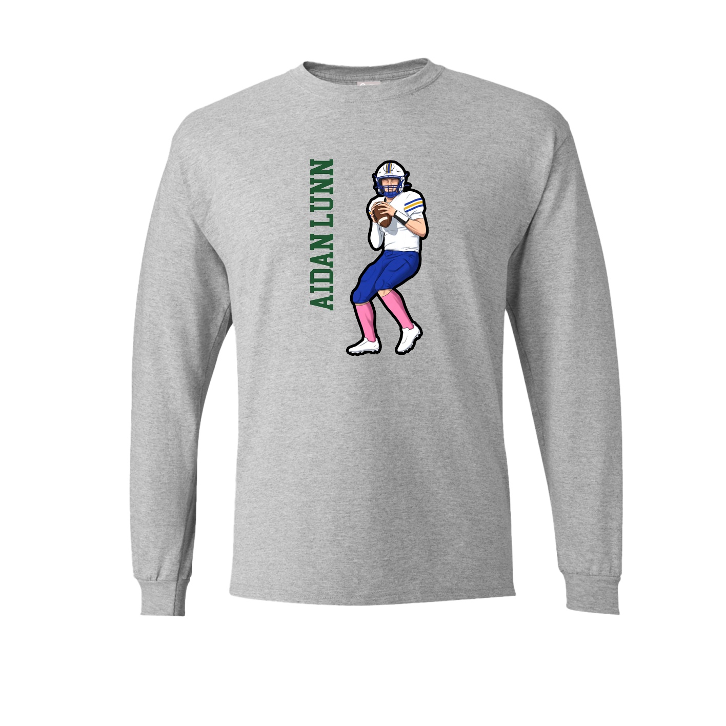 Long Sleeve Tee — Name Vertical in Grey