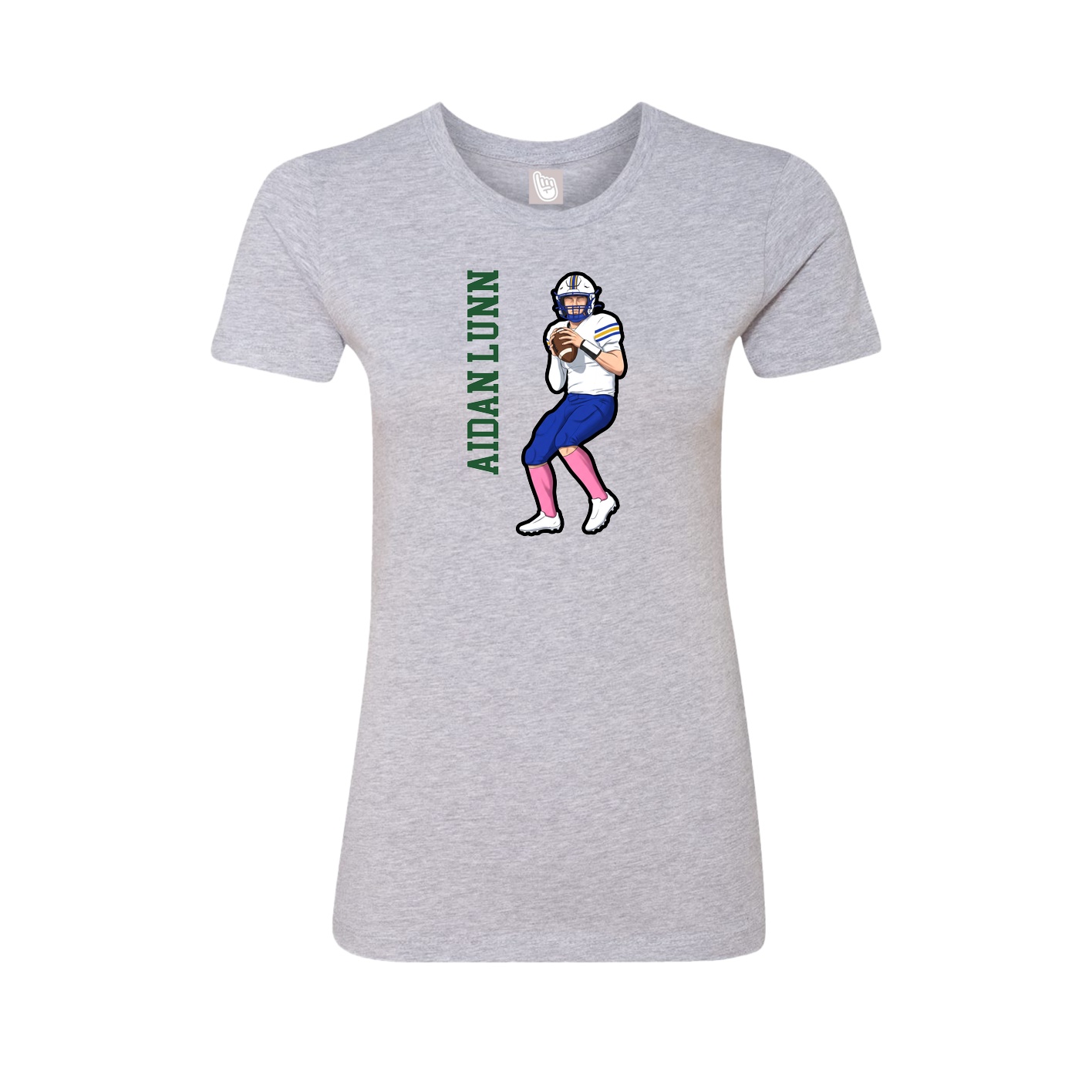 Womens Tee — Name Vertical in Grey