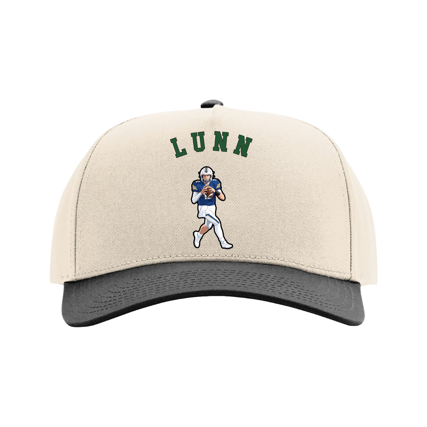 Full Fabric Five-Panel Champ Cap — Shirsey Arch in Cream/Black