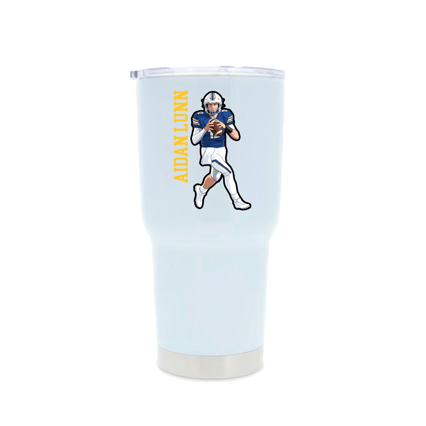 30oz Stainless Steel Tumbler — Name Vertical in White