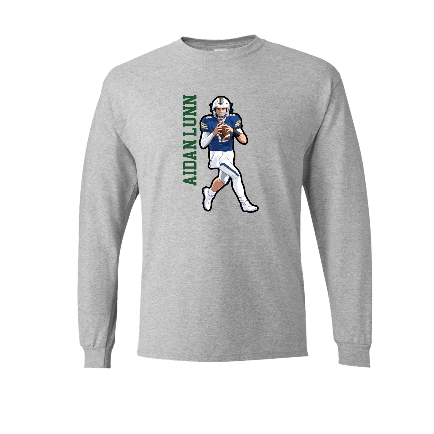 Long Sleeve Tee — Name Vertical in Grey