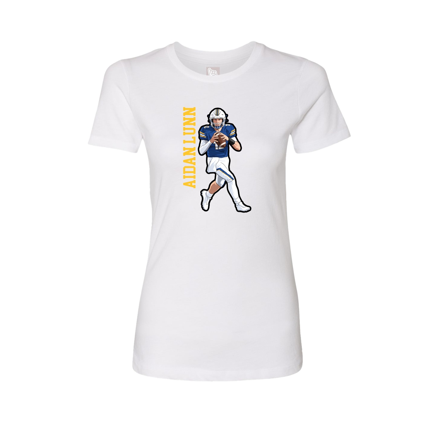 Womens Tee — Name Vertical in White