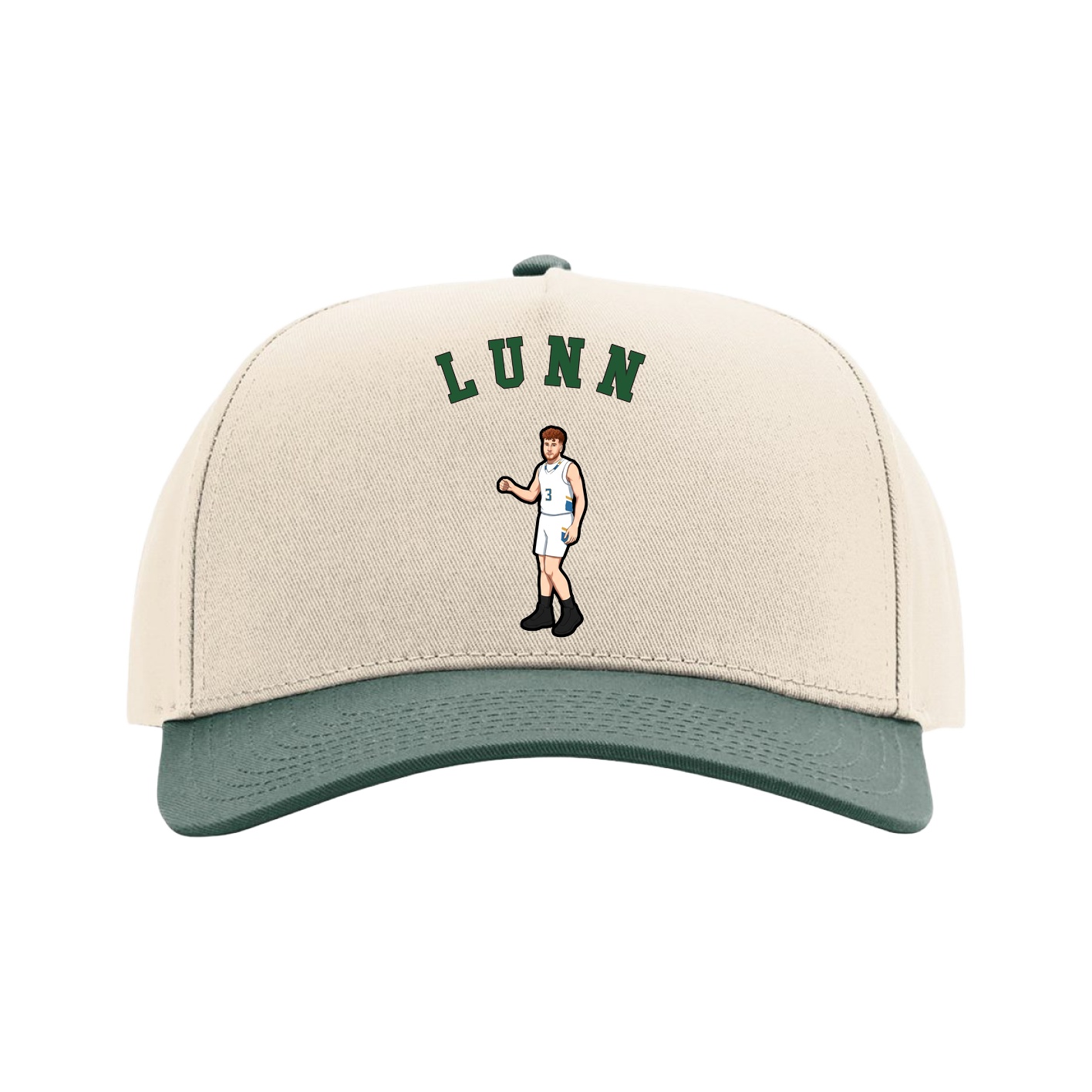 Full Fabric Five-Panel Champ Cap — Shirsey Arch in Cream/Green