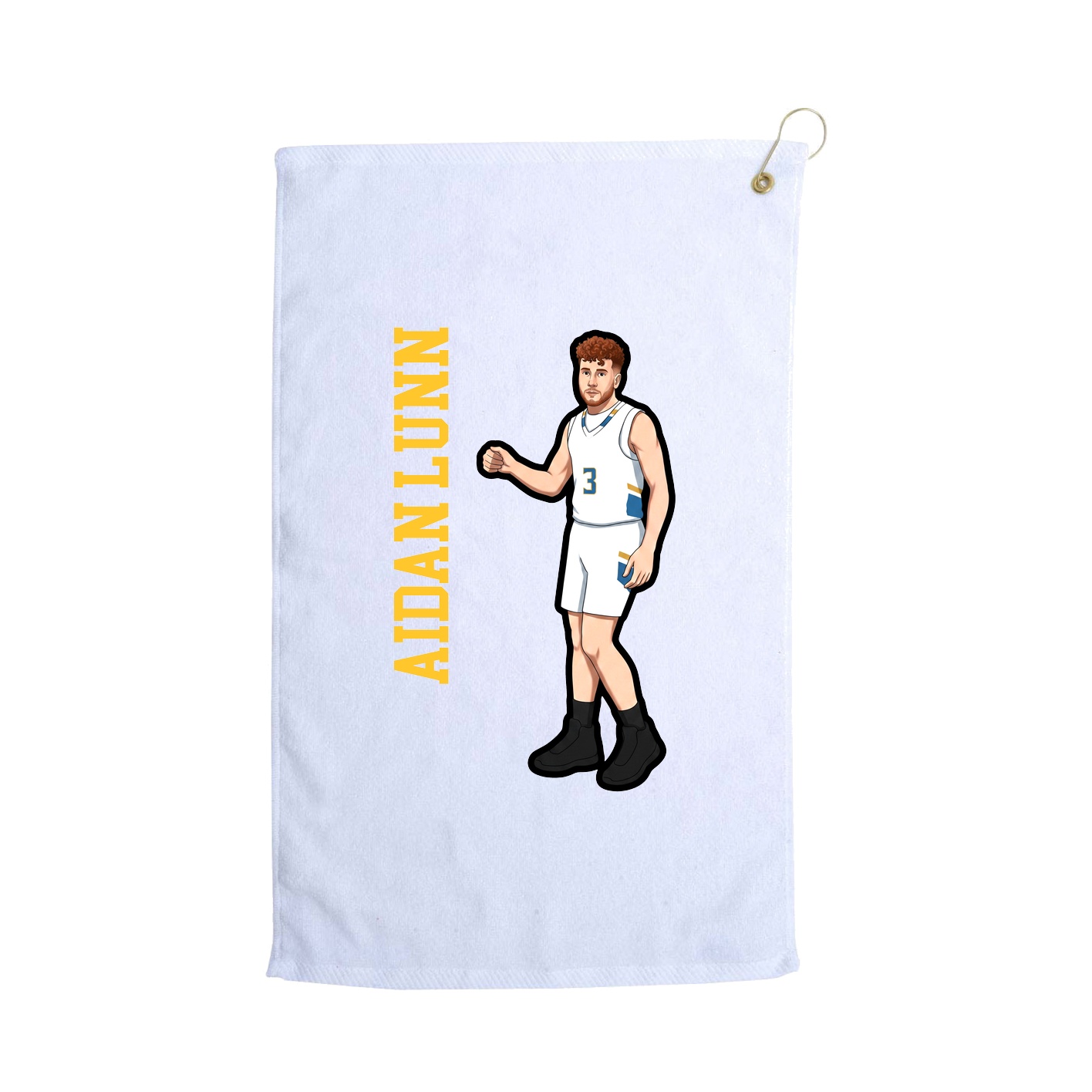 Golf Towel — Name Vertical in White