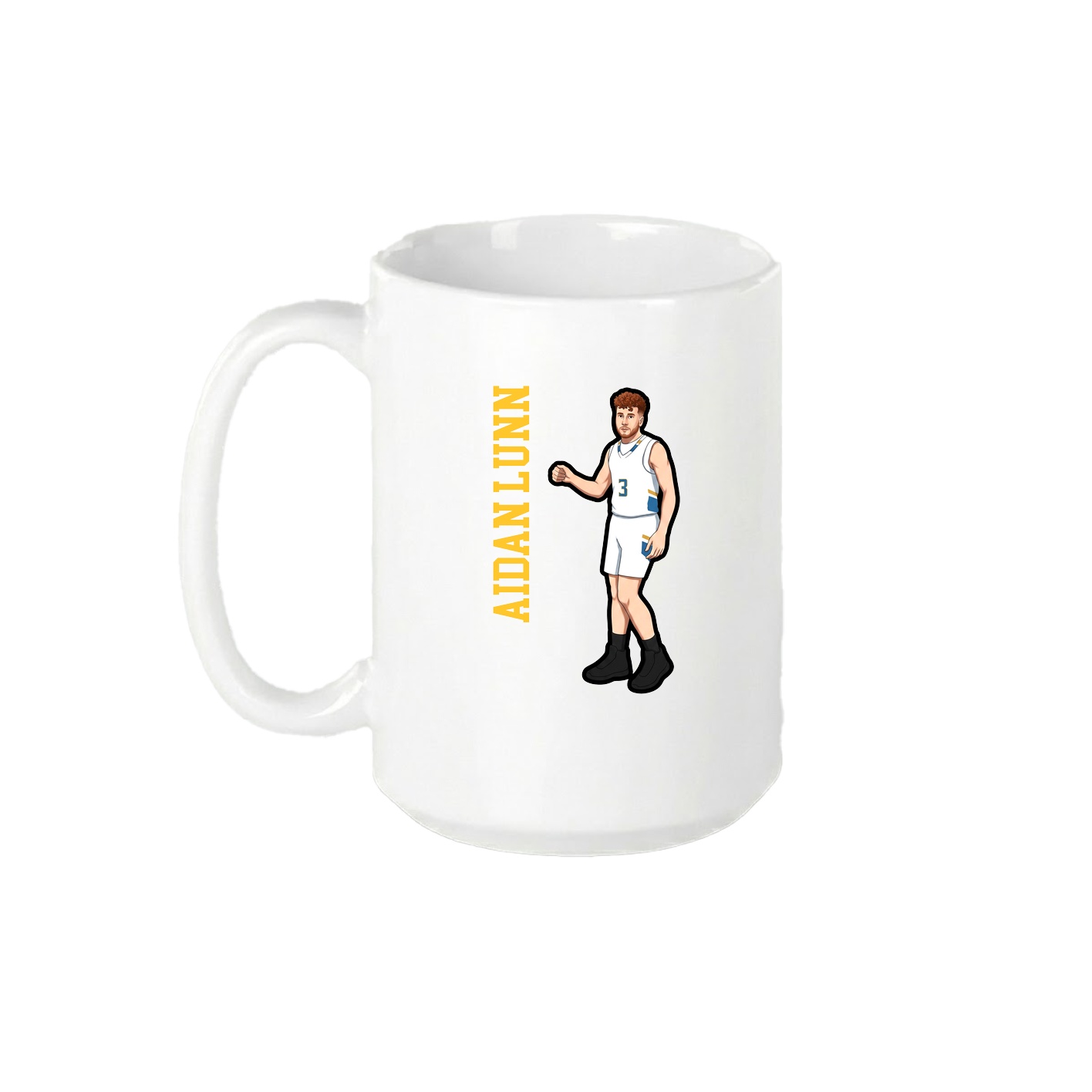 15oz Coffee Mug — Name Vertical in White
