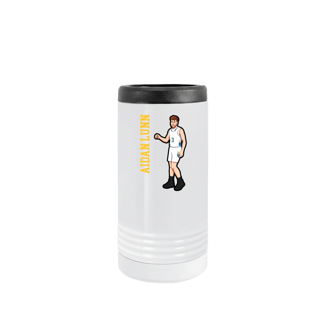 Slim Beverage Holder — Name Vertical in White