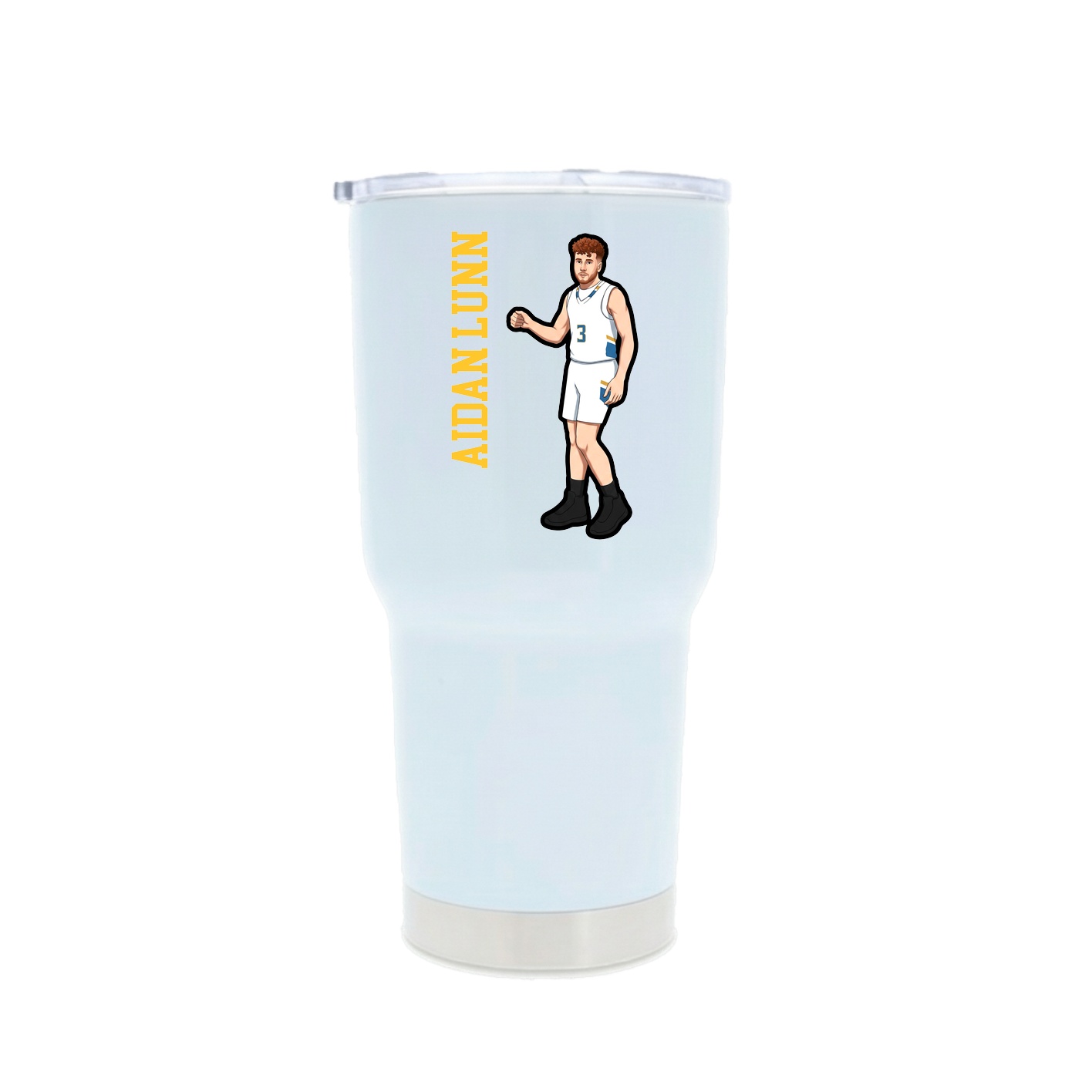 30oz Stainless Steel Tumbler — Name Vertical in White