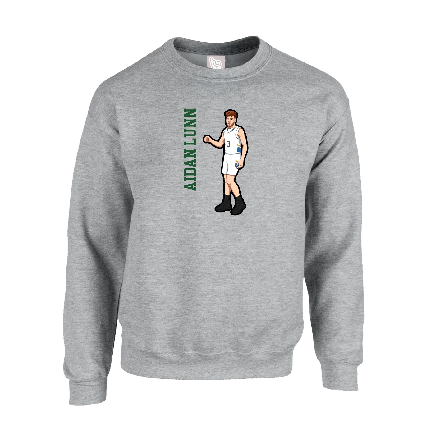 Fleece Crew — Name Vertical in Grey