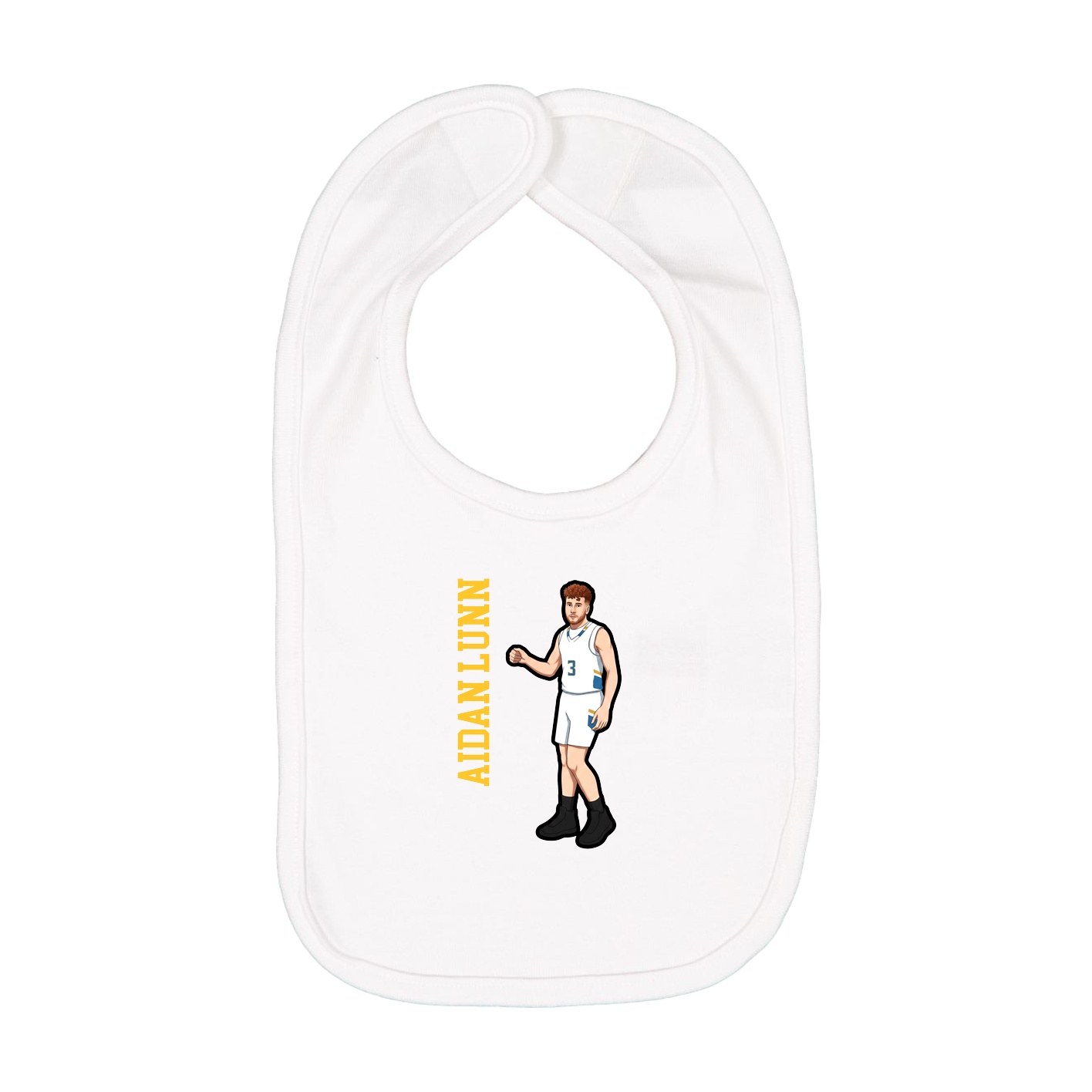 Infant Bib — Name Vertical in White