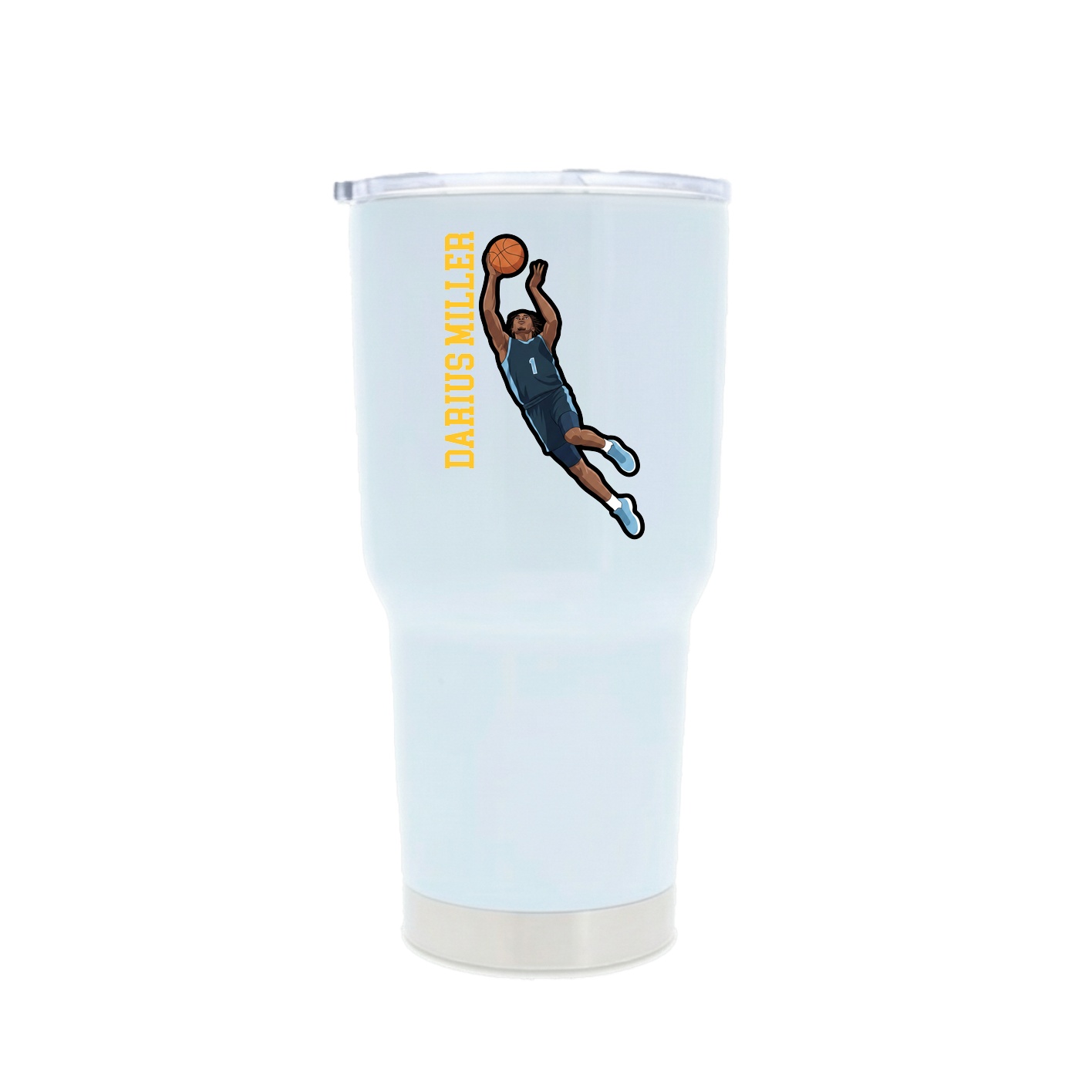 30oz Stainless Steel Tumbler — Name Vertical in White