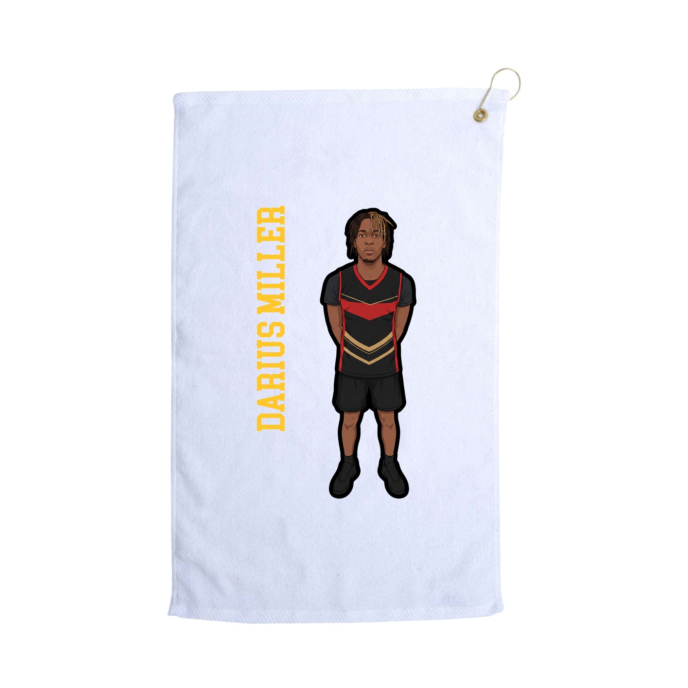 Golf Towel — Name Vertical in White