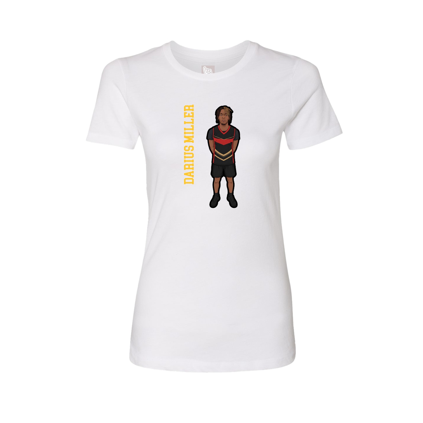 Womens Tee — Name Vertical in White