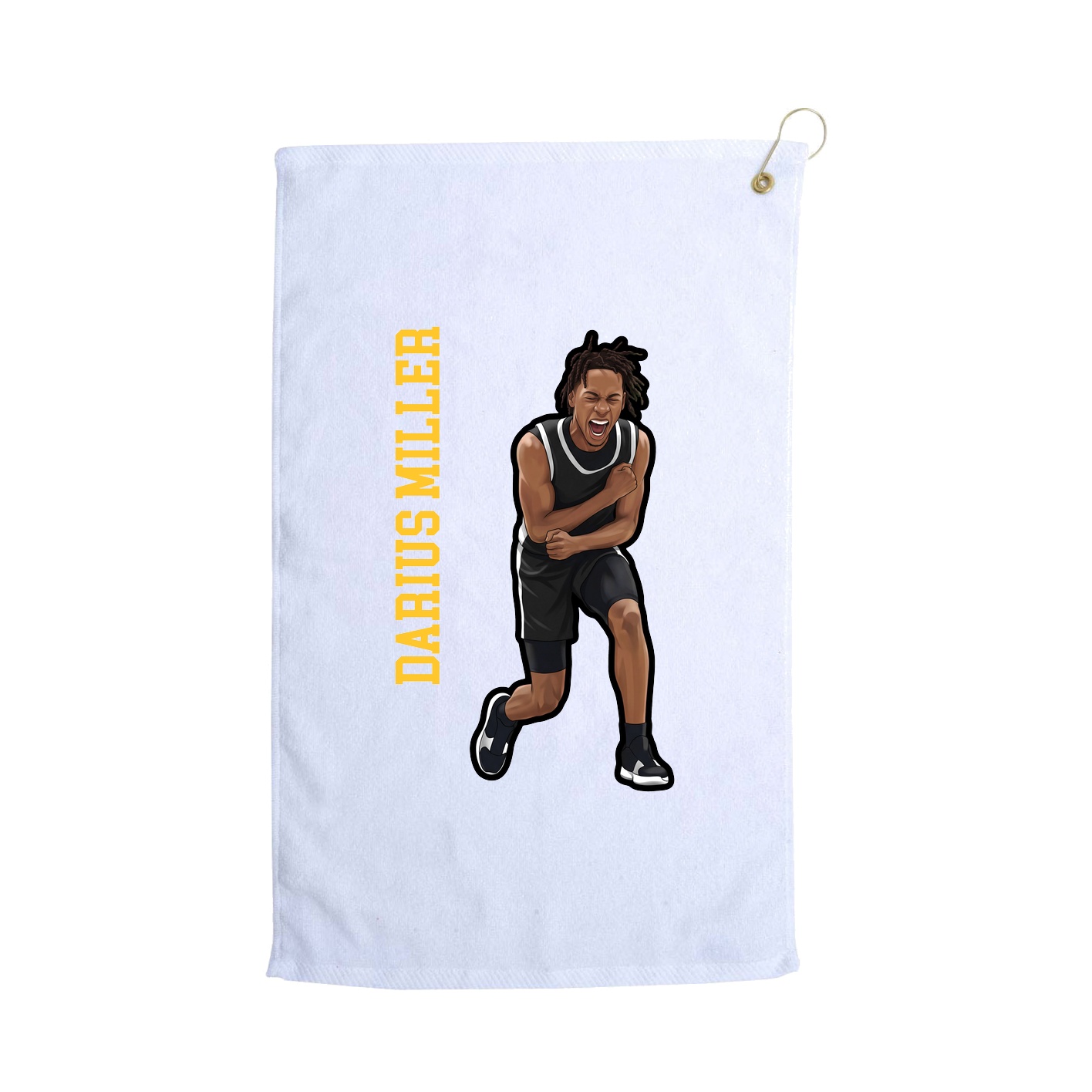 Golf Towel — Name Vertical in White
