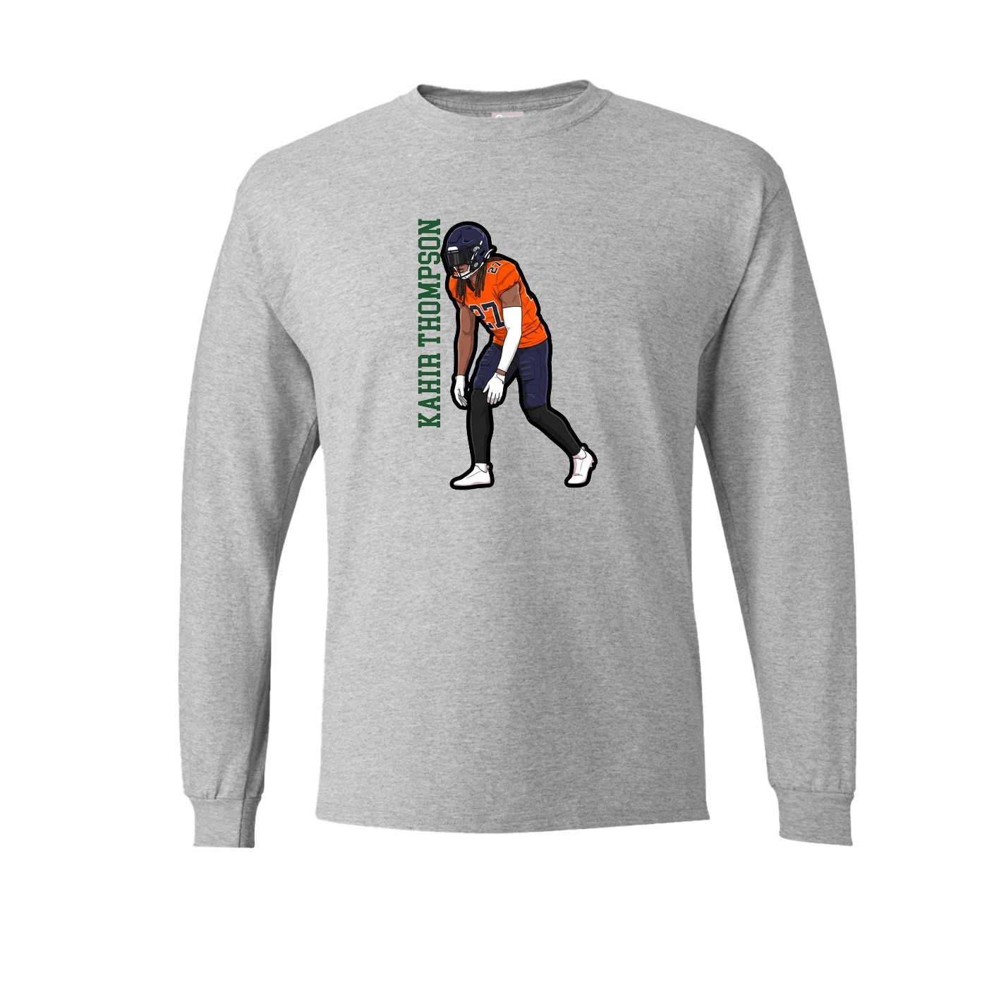 Long Sleeve Tee — Name Vertical in Grey