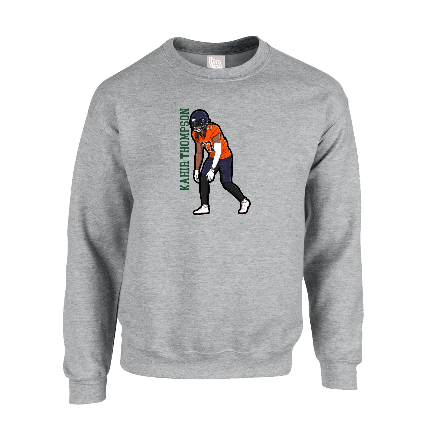Fleece Crew — Name Vertical in Grey