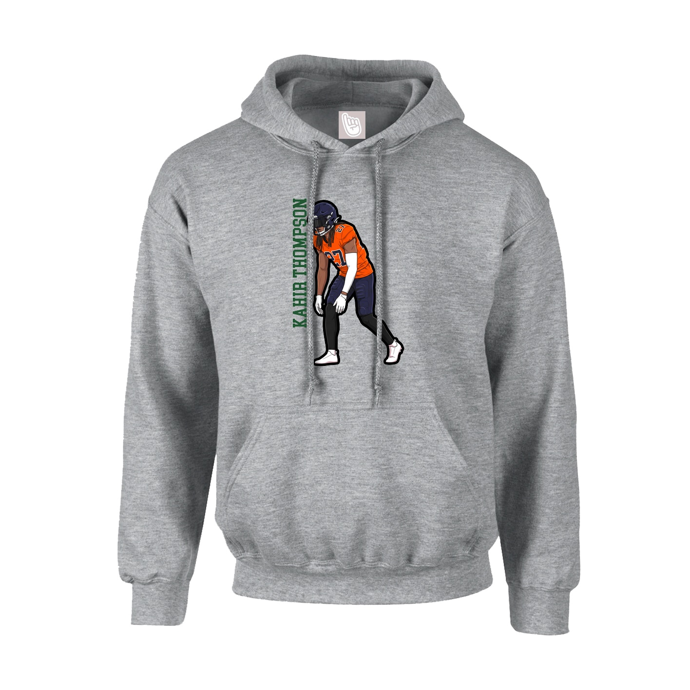 Youth Hoodie — Name Vertical in Grey
