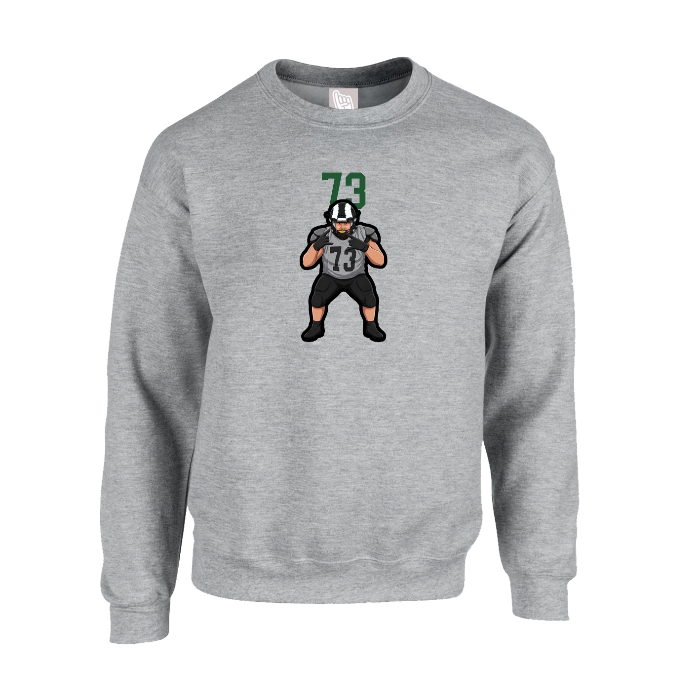 Fleece Crew — Number Top in Grey
