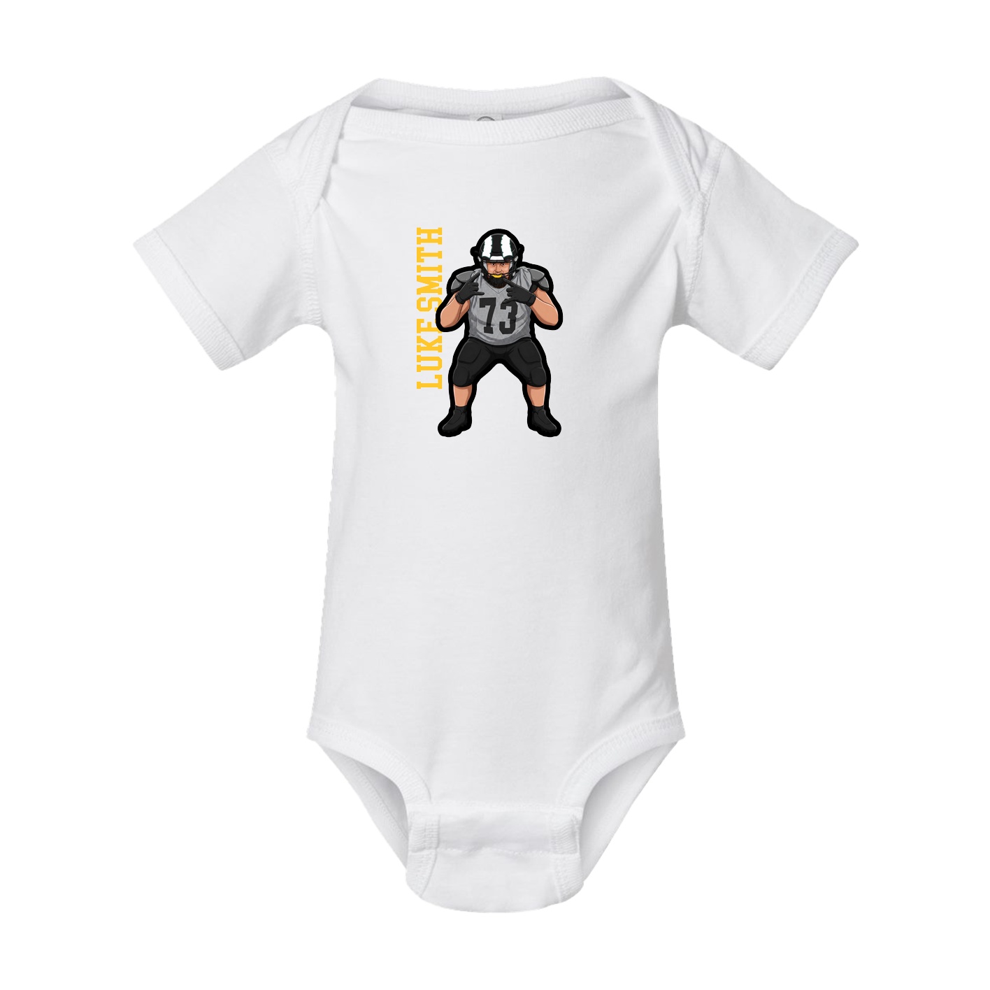 Baby Onesie — Name Vertical in White