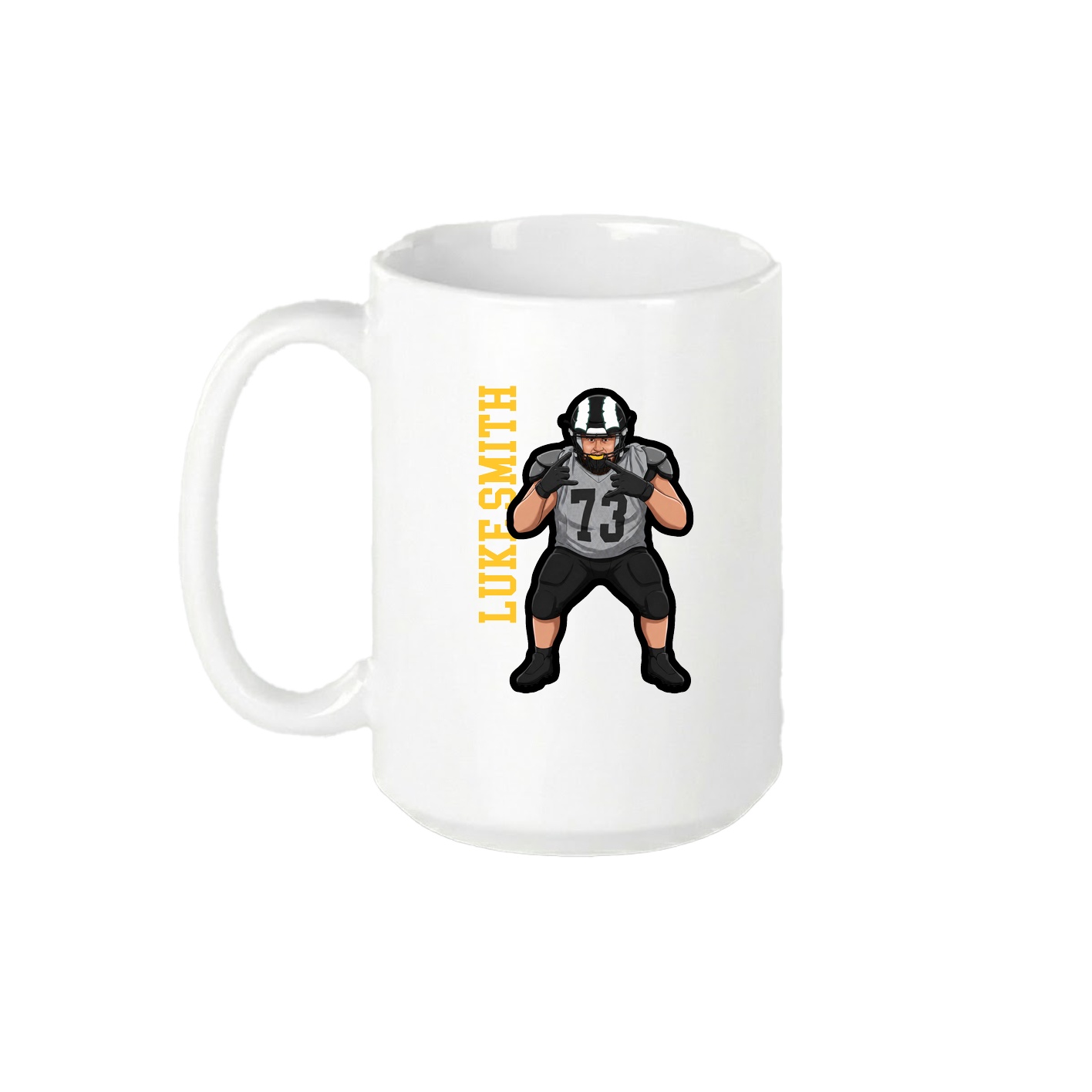 15oz Coffee Mug — Name Vertical in White
